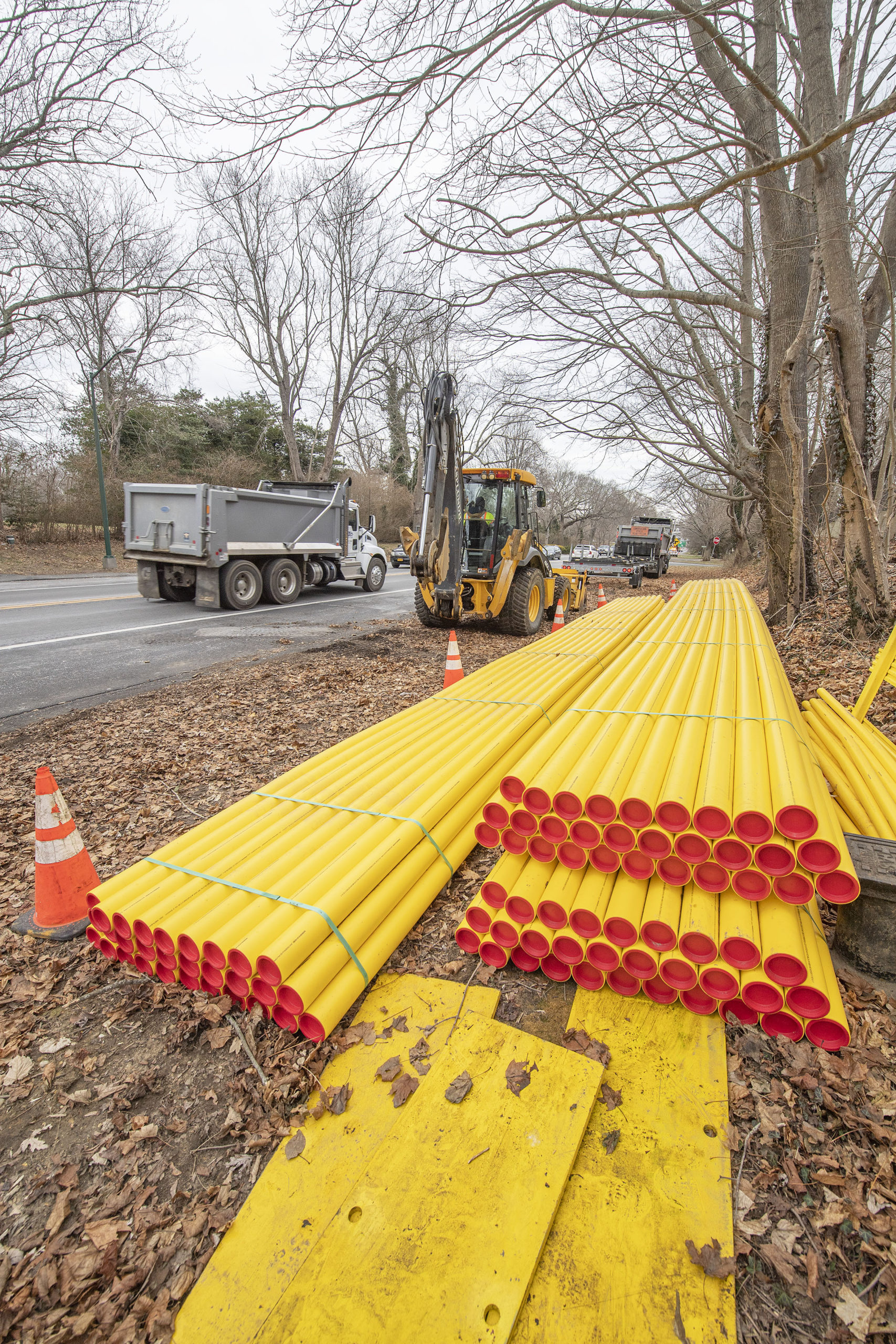 Signs of trouble: Crews working for National Grid began preparing for the installation of new gas mains along Montauk Highway, from Woods Lane to Huntting Lane, forcing periodic lane closures and disrupting on-street parking until at least June, much to the chagrin of village officials who were only notified of the work two weeks ago.