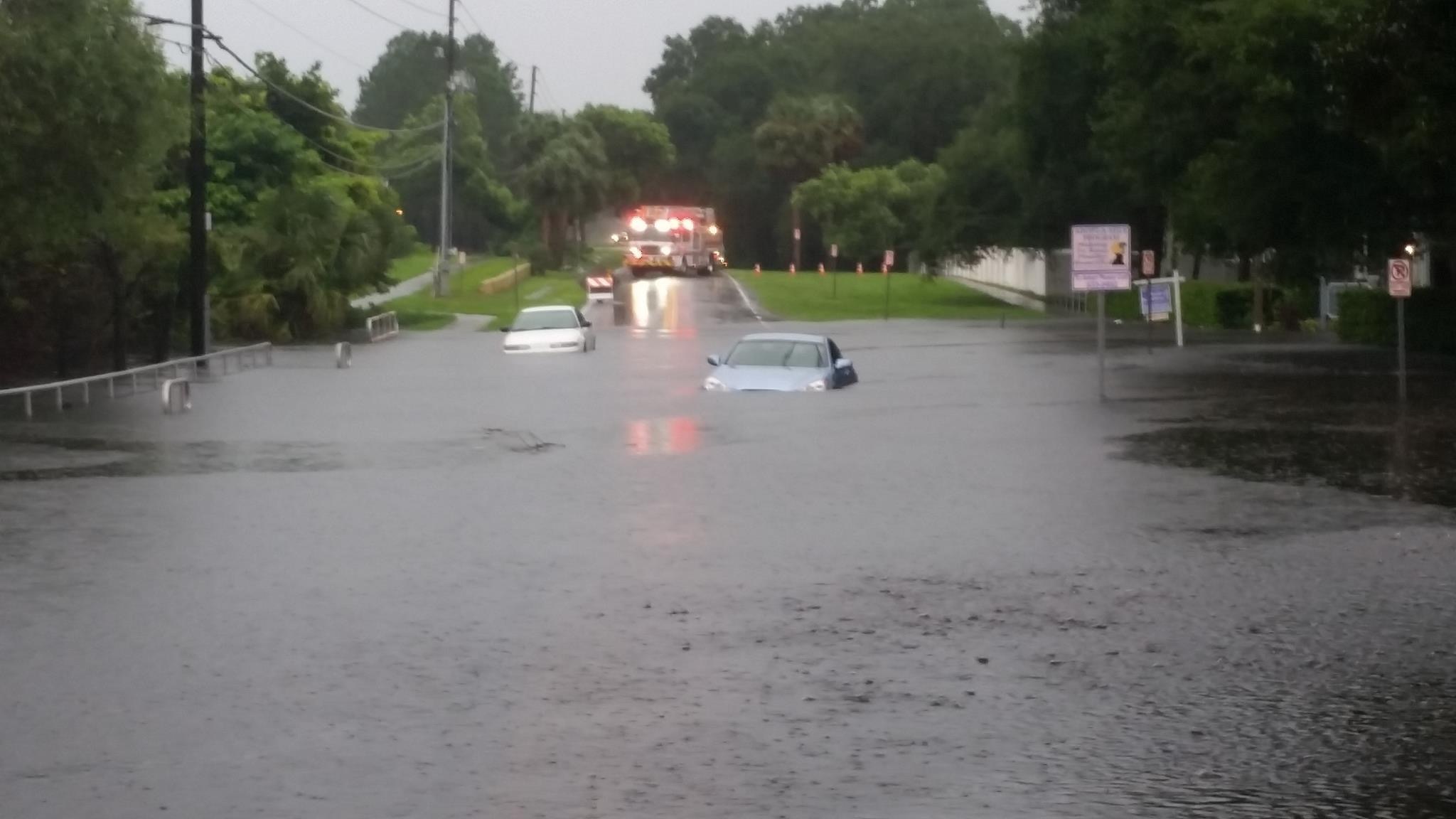 A flooded street in Pinellas County, Florida.