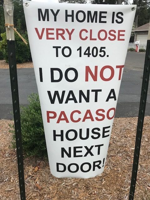 One of the posters on Sonoma's Old Winery Road protesting Pacaso.