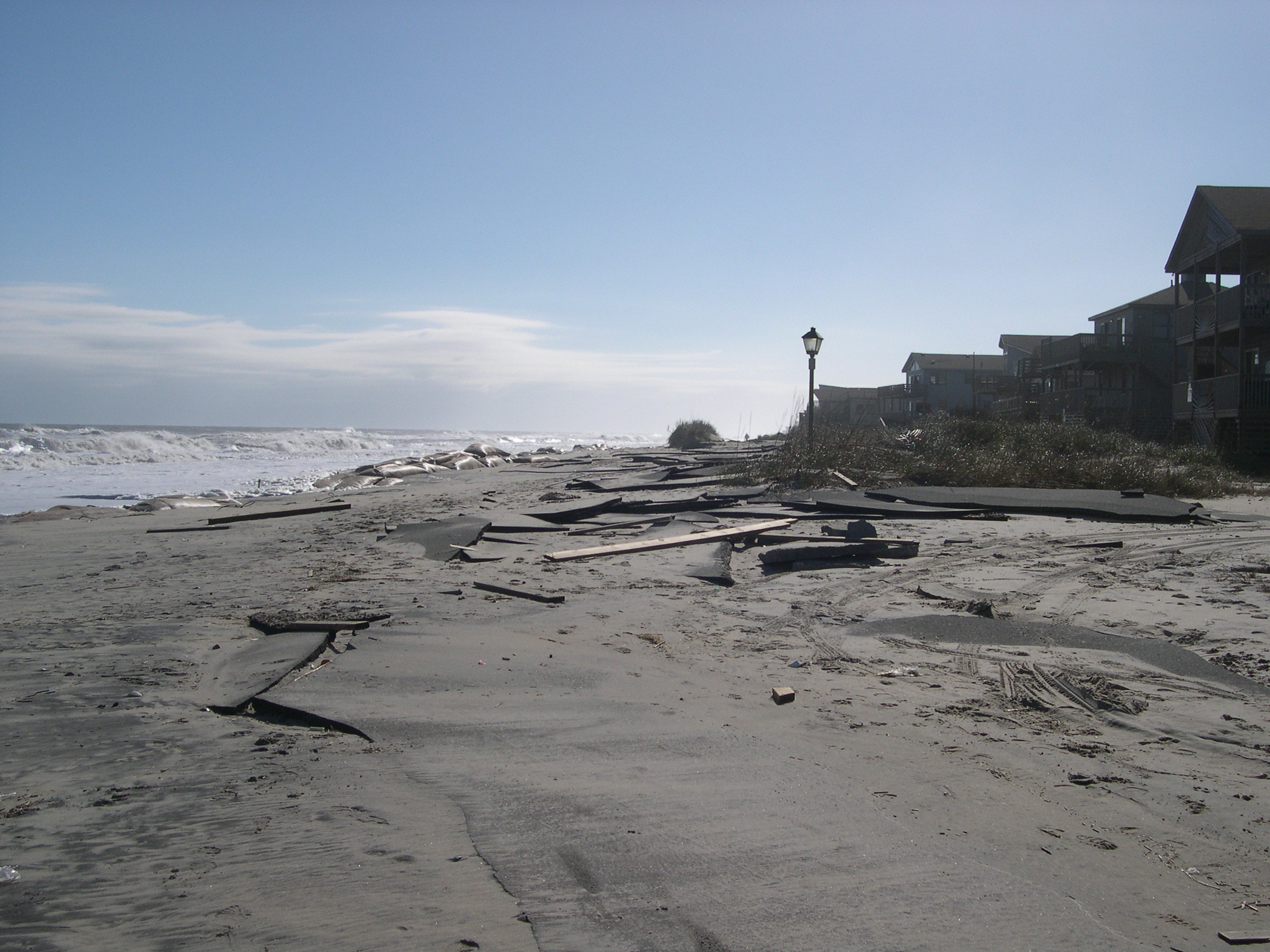 Destruction following a storm in Nags Head, North Carolina, in November 2006.
