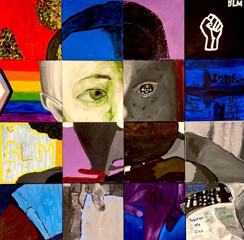 The Martin Luther King Jr. portrait created by Bridgehampton students.