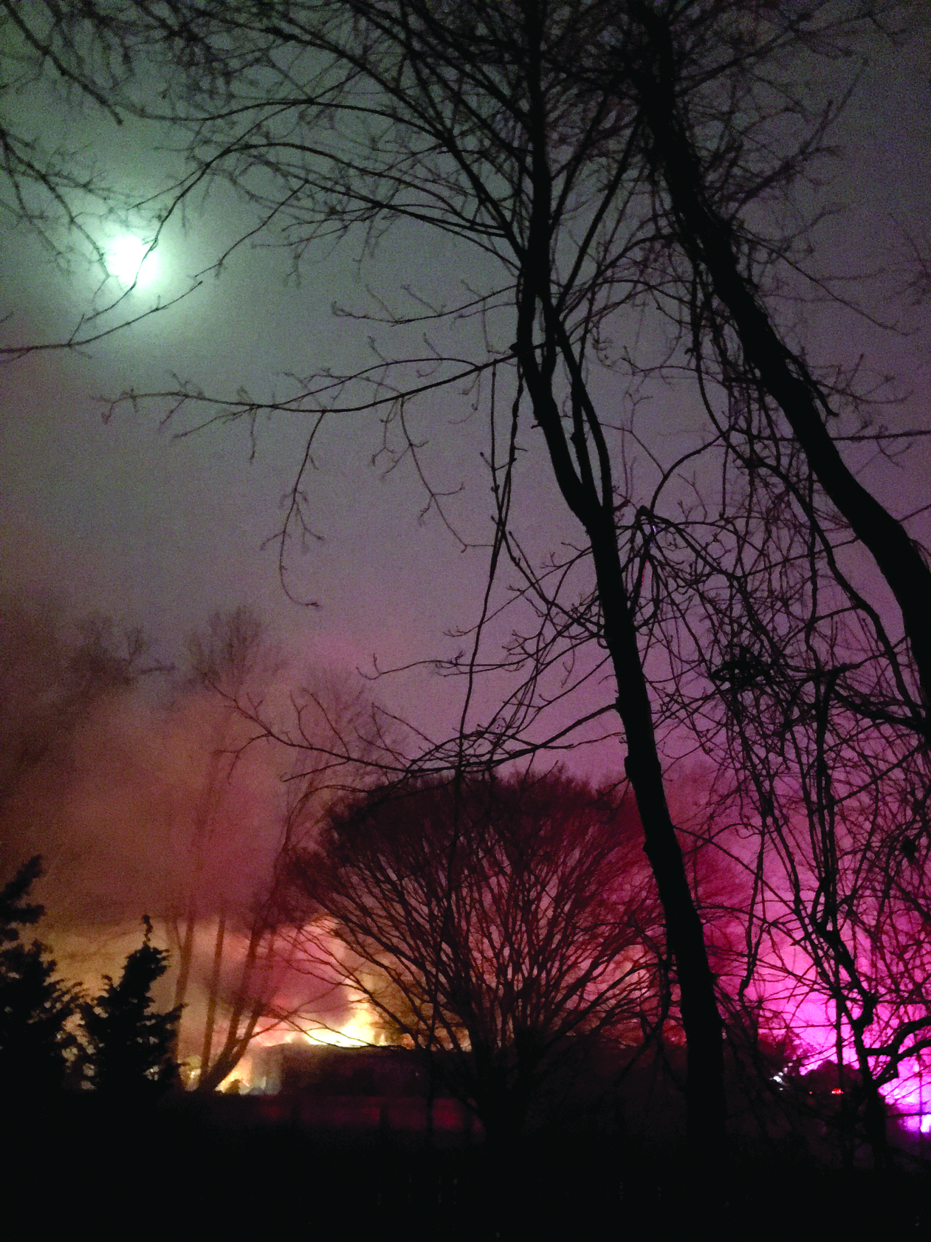 Fire swept through a Narrow Lane home in Bridgehampton on March 18.   ©2022 Grover Gatewood