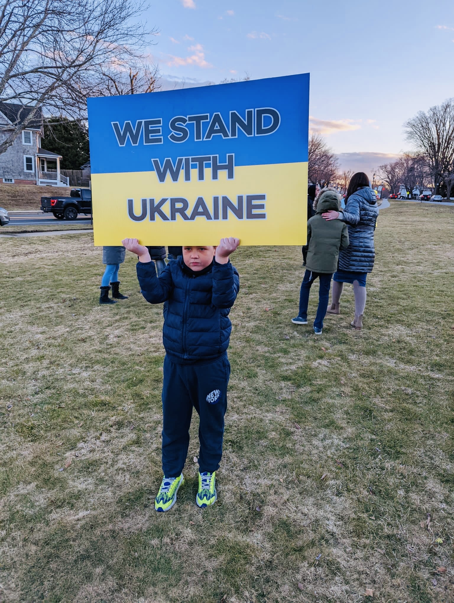 Zayden Massa at a rally in support of Ukraine last Thursday in East Hampton.