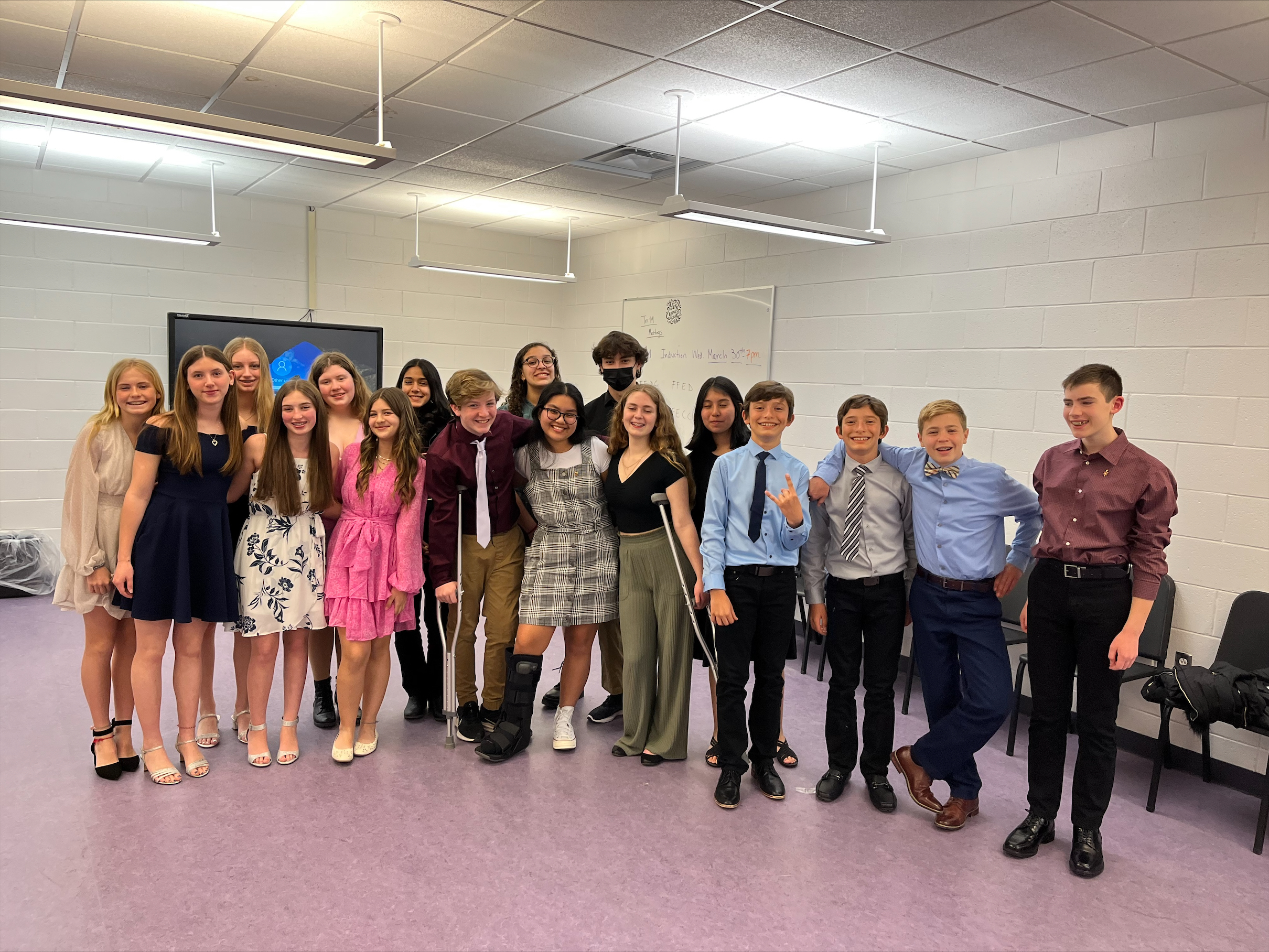 Hampton Bays Middle School students were inducted into the Tri-M Music Honor Society at a recent ceremony.  COURTESY HAMPTON BAYS SCHOOL DISTRICT