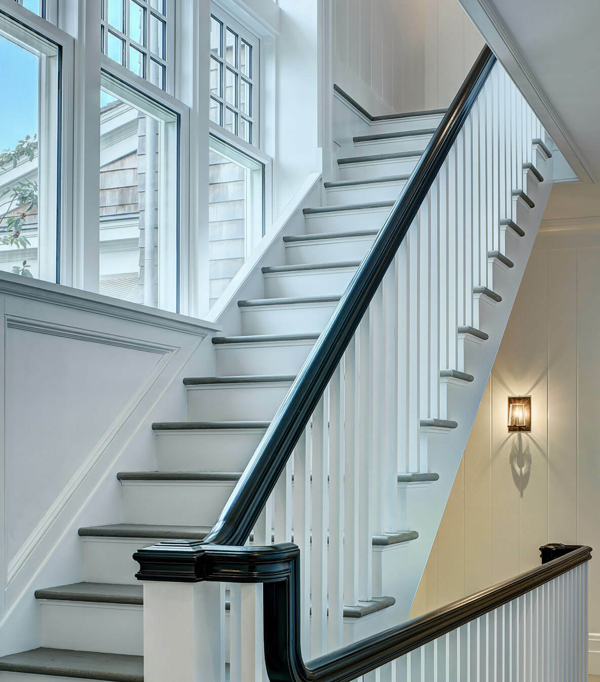 The staircase of a home on Hook Pond in East Hampton Village. COURTESY BUILDING DETAILS