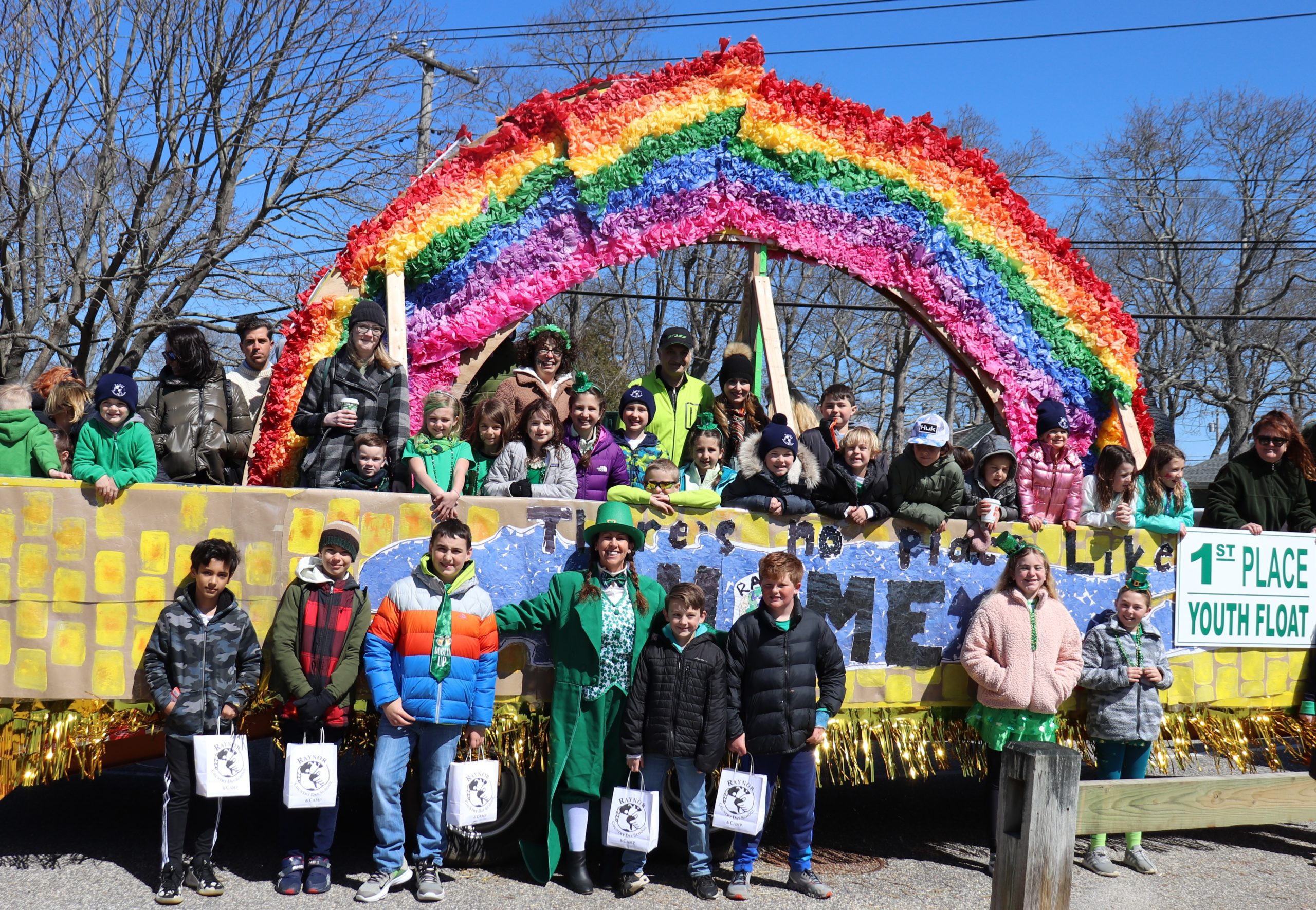 Raynor Country Day School took first place in the Youth Float category at Saturday's annual St. Patrick's Day parade in Westhampton Beach.