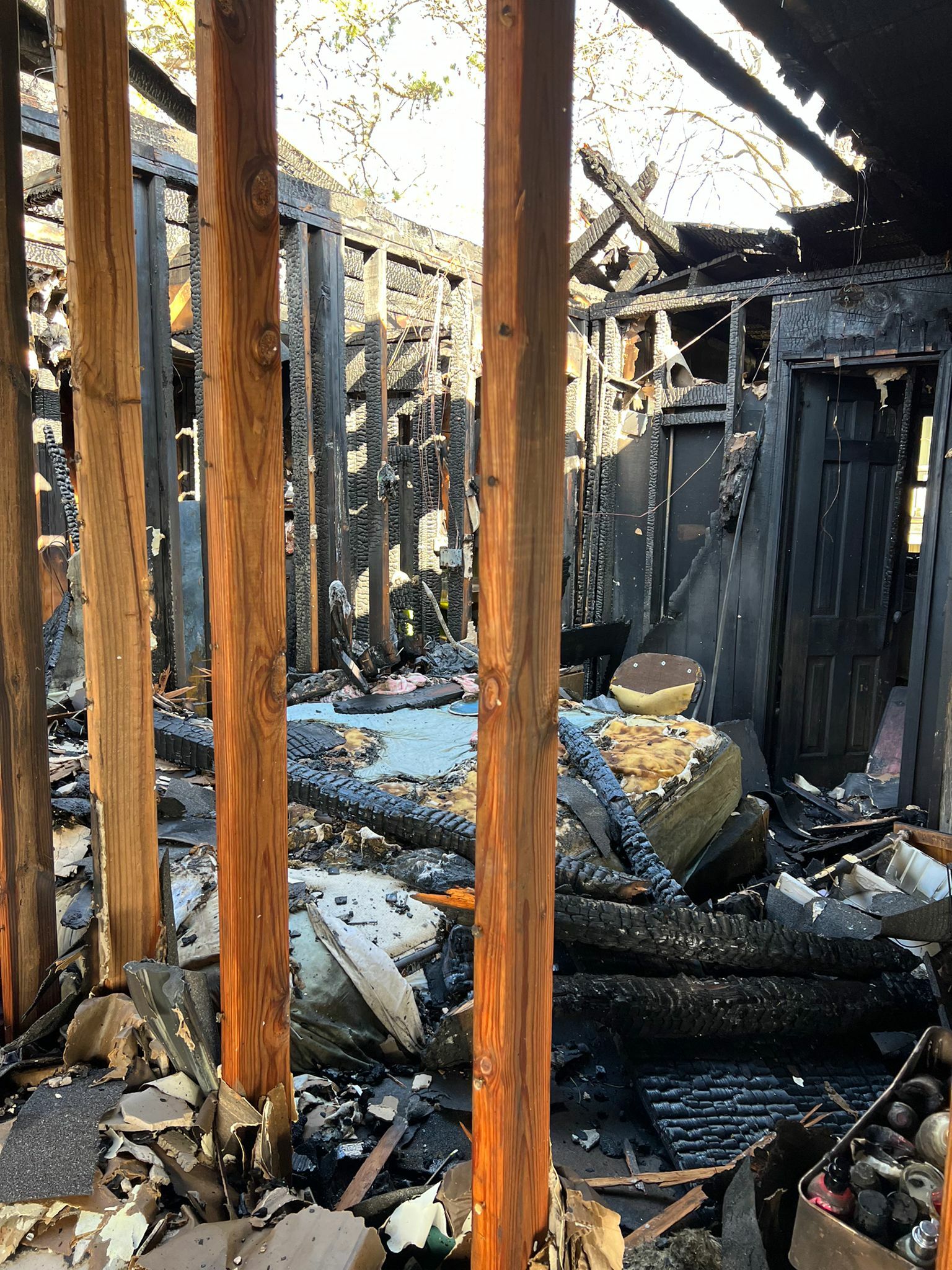The aftermath of the fire at the 317 East Montauk Highway apartment building. COURTESY HERMES AND MARINA GONZALEZ