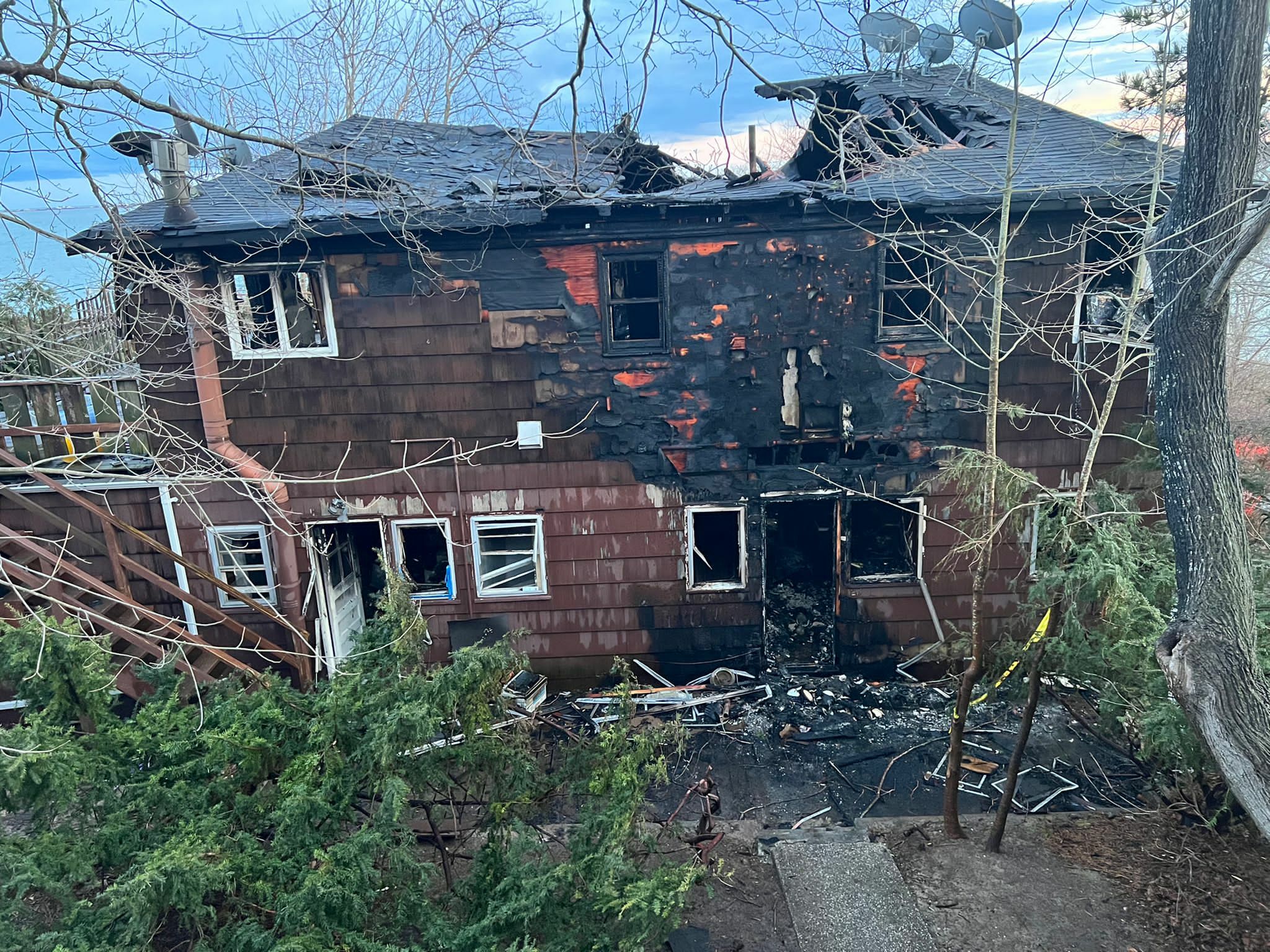 The aftermath of the fire at the 317 East Montauk Highway apartment building. COURTESY HERMES AND MARINA GONZALEZ