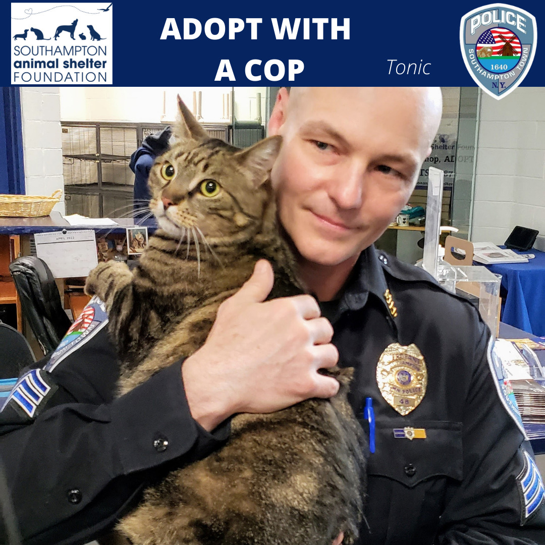 Southampton Town Police Sergeant John Berini with Tonic. NICOLE TUMILOWICZ