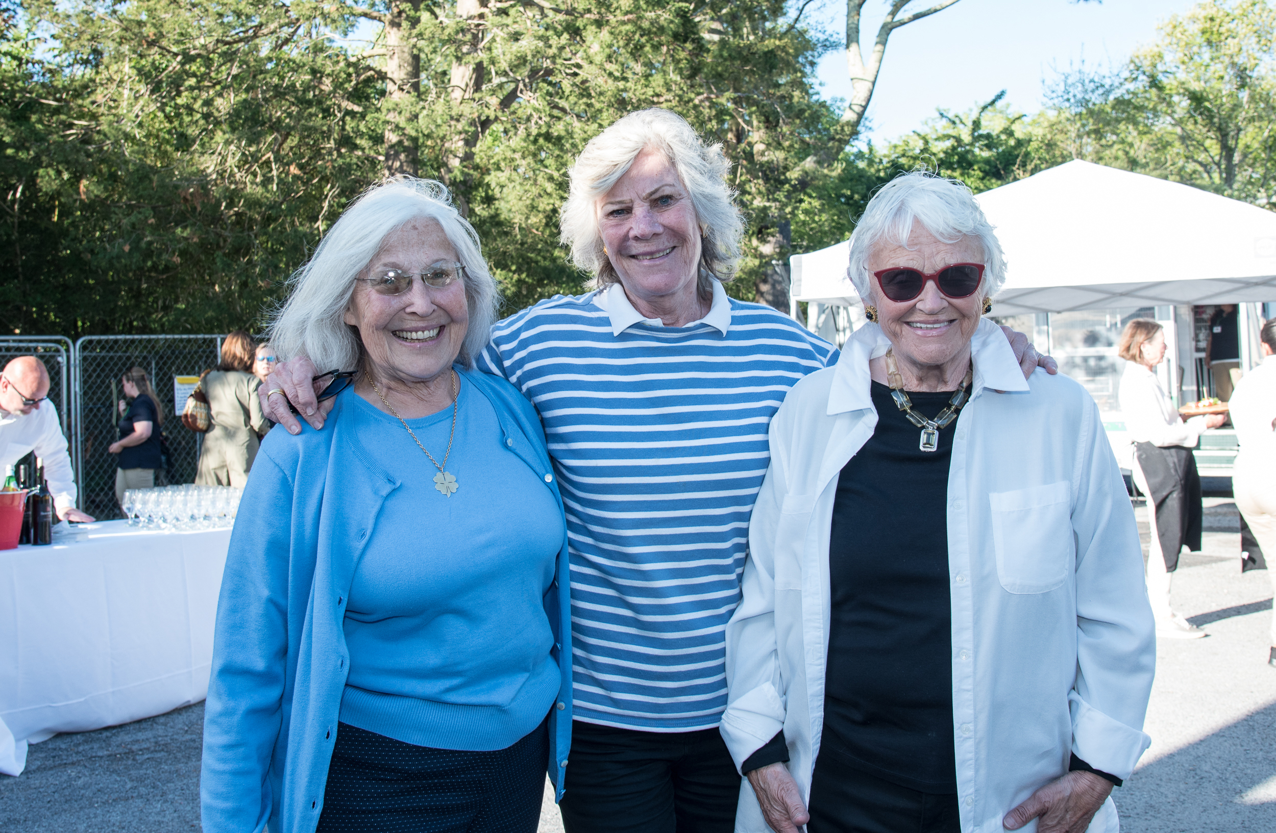 Susan Burke, Sandra Powers and Zoe Kamitses at the  Animal Rescue Fund of the Hamptons preview cocktail party for the benefit designer auction on Saturday evening at the ARF Thrift & Treasure Shop in Sagaponack. The online auction will run through June 7 and feature furniture and decorative items for the home donated by longstanding friends and ARF supporters, including some of the most admired designers, artisans, and dealers in the country.  LISA TAMBURINI