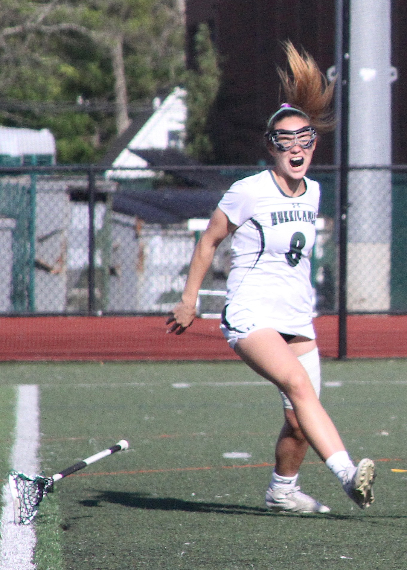Eighth-grade attack Ava Derby drops her stick and lets out a scream following a Westhampton Beach goal. DESIRÉE KEEGAN
