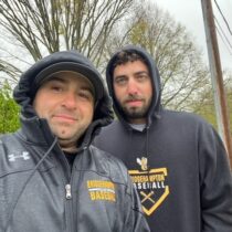 Bridgehampton School District’s Michael DeRosa, left, and Louis Liberatore volunteering at the Bridgehampton Half Marathon on May 7. COURTESY BRIDGEHAMPTON SCHOOL DISTRICT