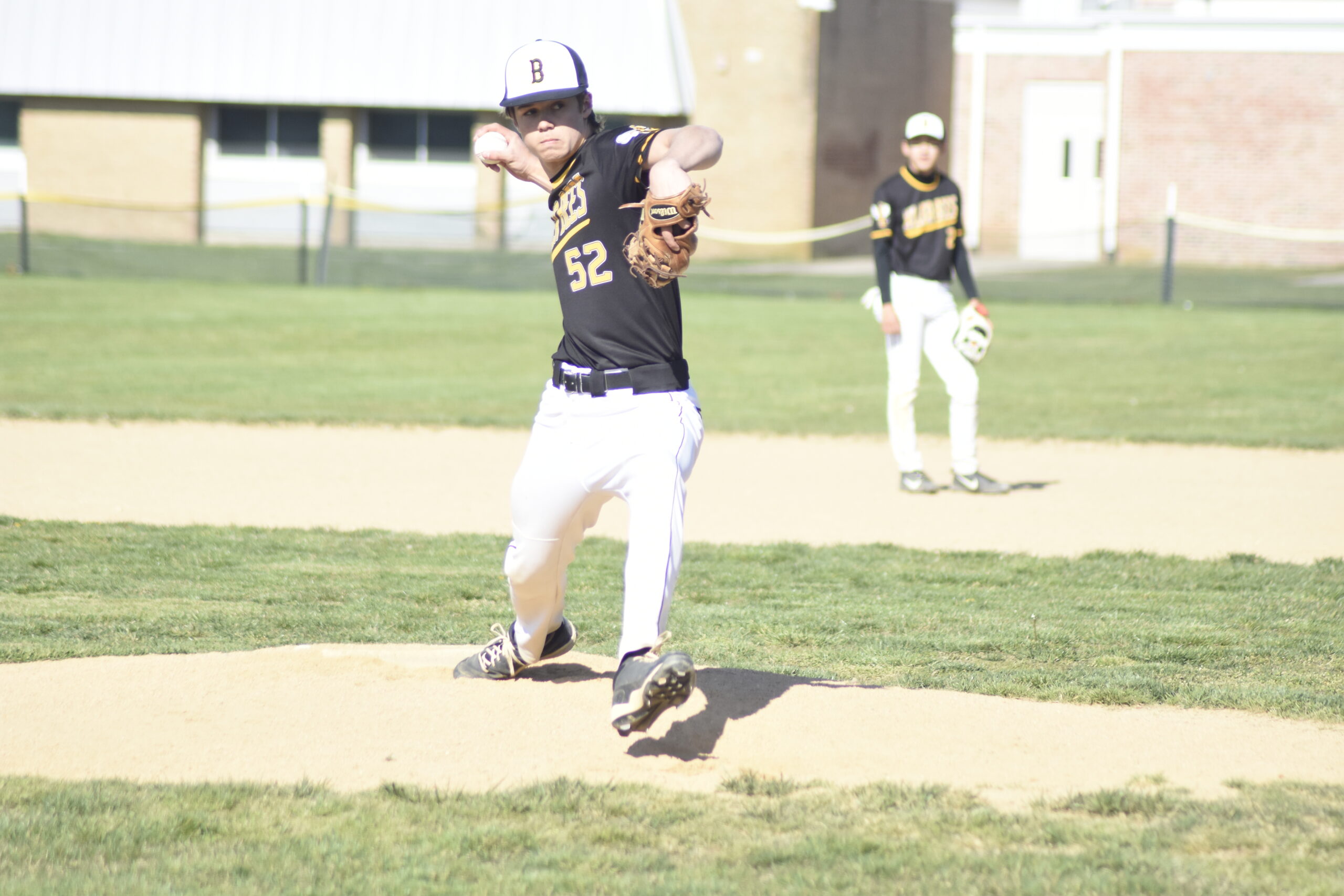 Ross School's Milo Tompkins started on the mound for the Bees in Friday's game.   DREW BUDD