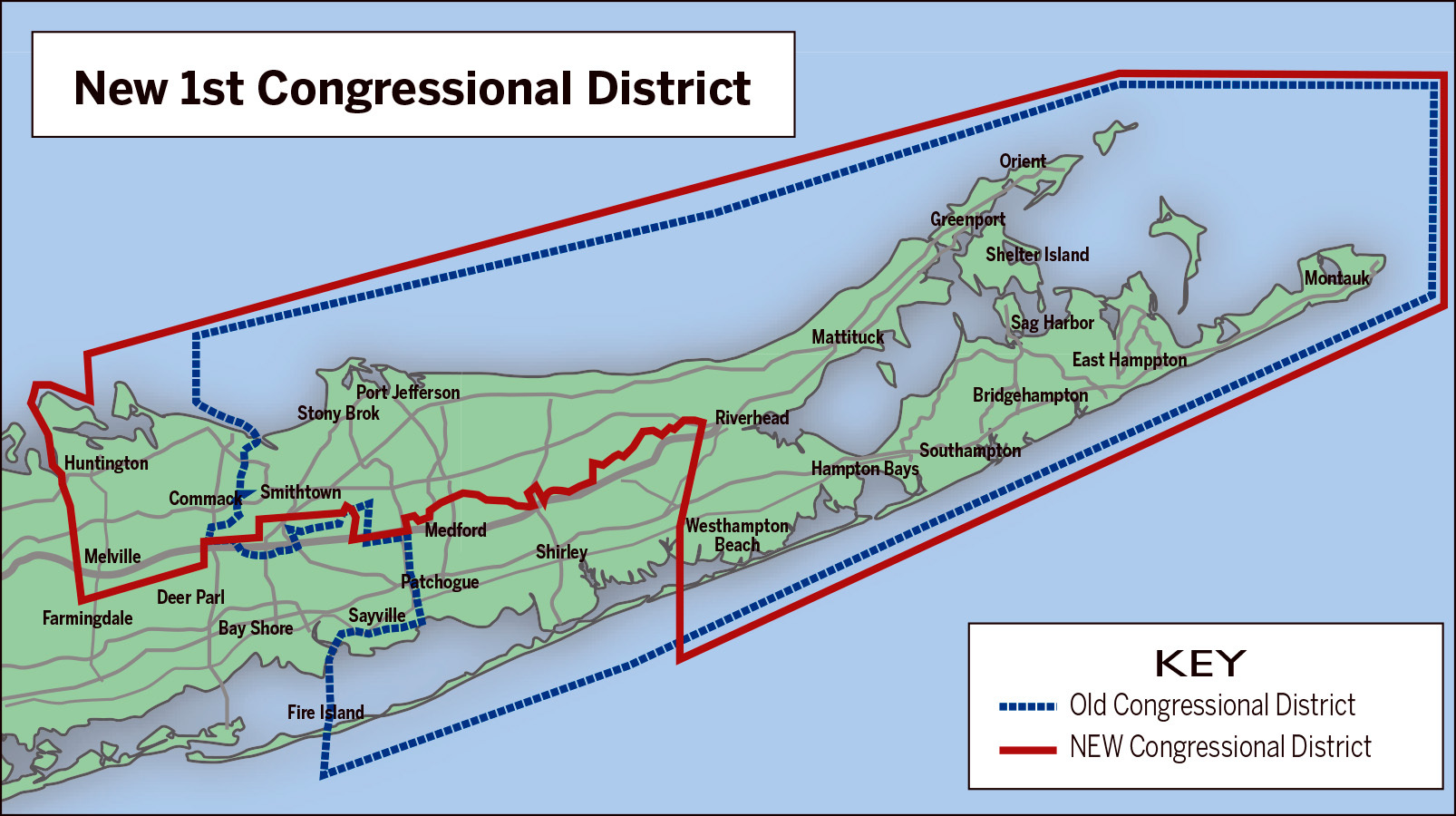 The map shows the new, final congressional district and the former.