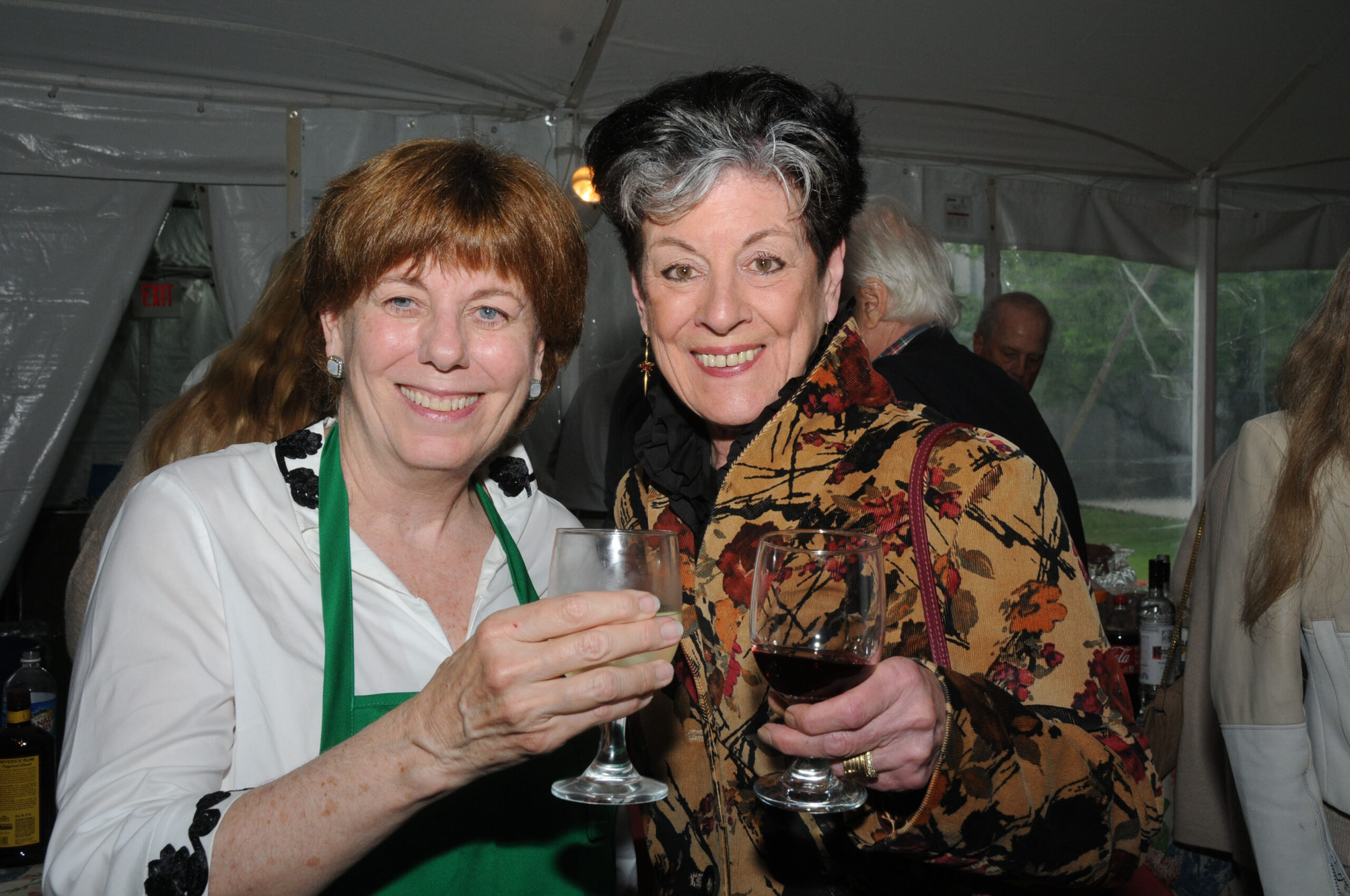 Julie Sakellariadis and Dianne Benson at the Garden Club of East Hampton's 46th Annual Garden Party and Plant Sale at  Mulford Farm on Friday evening.  RICHARD LEWIN