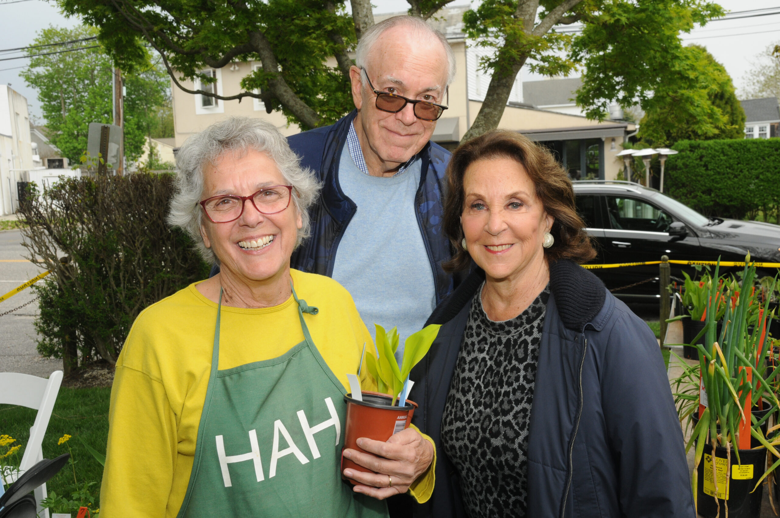 Horticultural Alliance (H.A.H.) Treasurer Bettina Benson with Roger and Bambi Felberbaum at the return of the Horticultural Alliance of the Hamptons  annual Spring Garden Fair and Plant Sale at the Bridgehampton Community House on Friday. Members and other VIP's had first choice from the wide variety of plants, before General Admission on Saturday. Radio Flyer red wagons were on hand for the big buyers. Rick Bogusch, H.A.H. Second Vice President, and Director of Bridge Gardens, was this year's Honoree.     RICHARD LEWIN