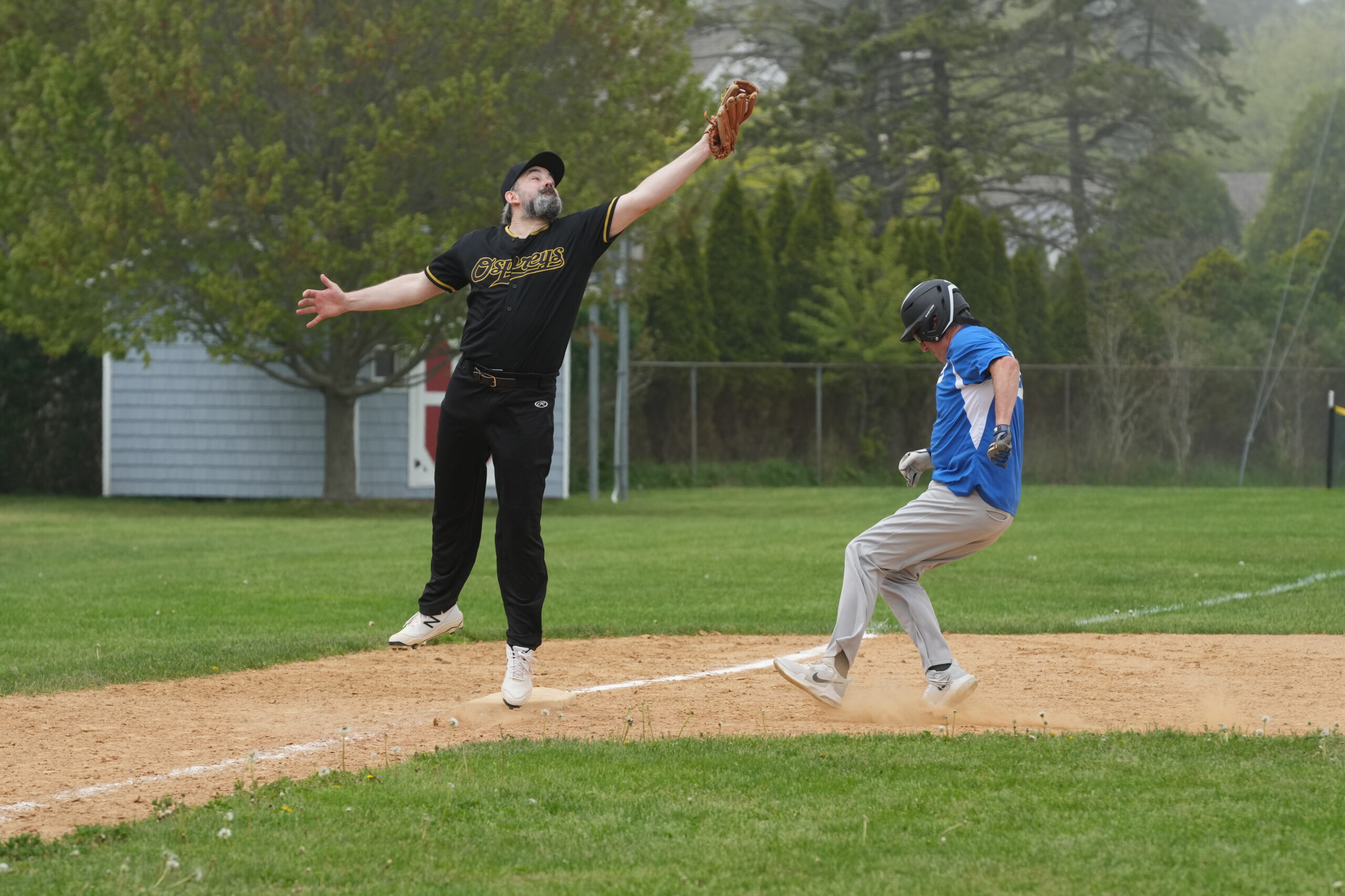 Hamptons Adult Hardball, a 30-and-over wood bat league based on the East End, opened its season on Sunday with a doubleheader of its four teams including the Harbor Kraken against the Southampton Brewers and the Sag Harbor Royals against the East End Ospreys.   RON ESPOSITO