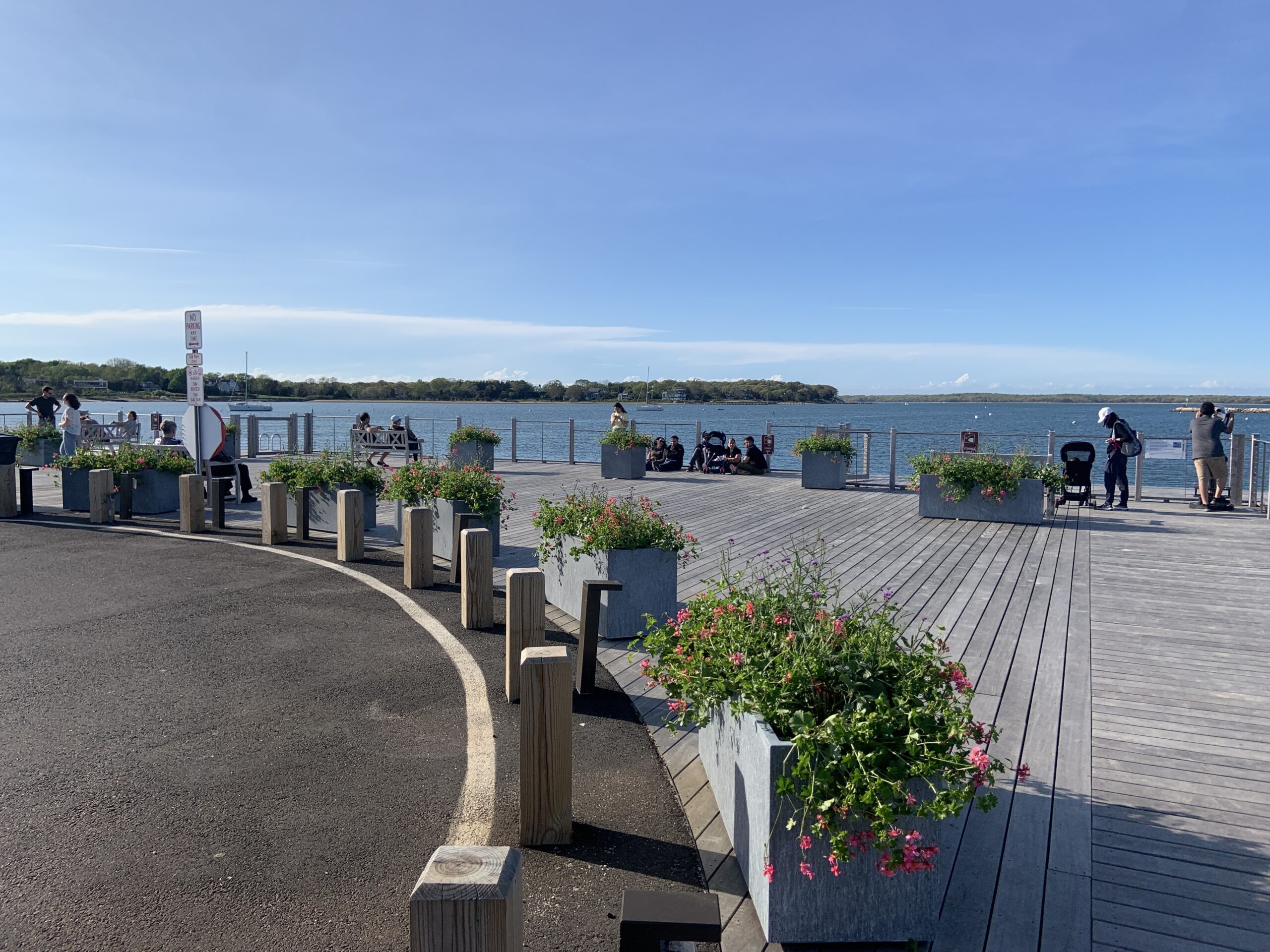 As part of a $4 million restoration of Long Wharf, the end of the municipal pier has been set aside for pedestrian use, with benches and planters. STEPHEN J. KOTZ