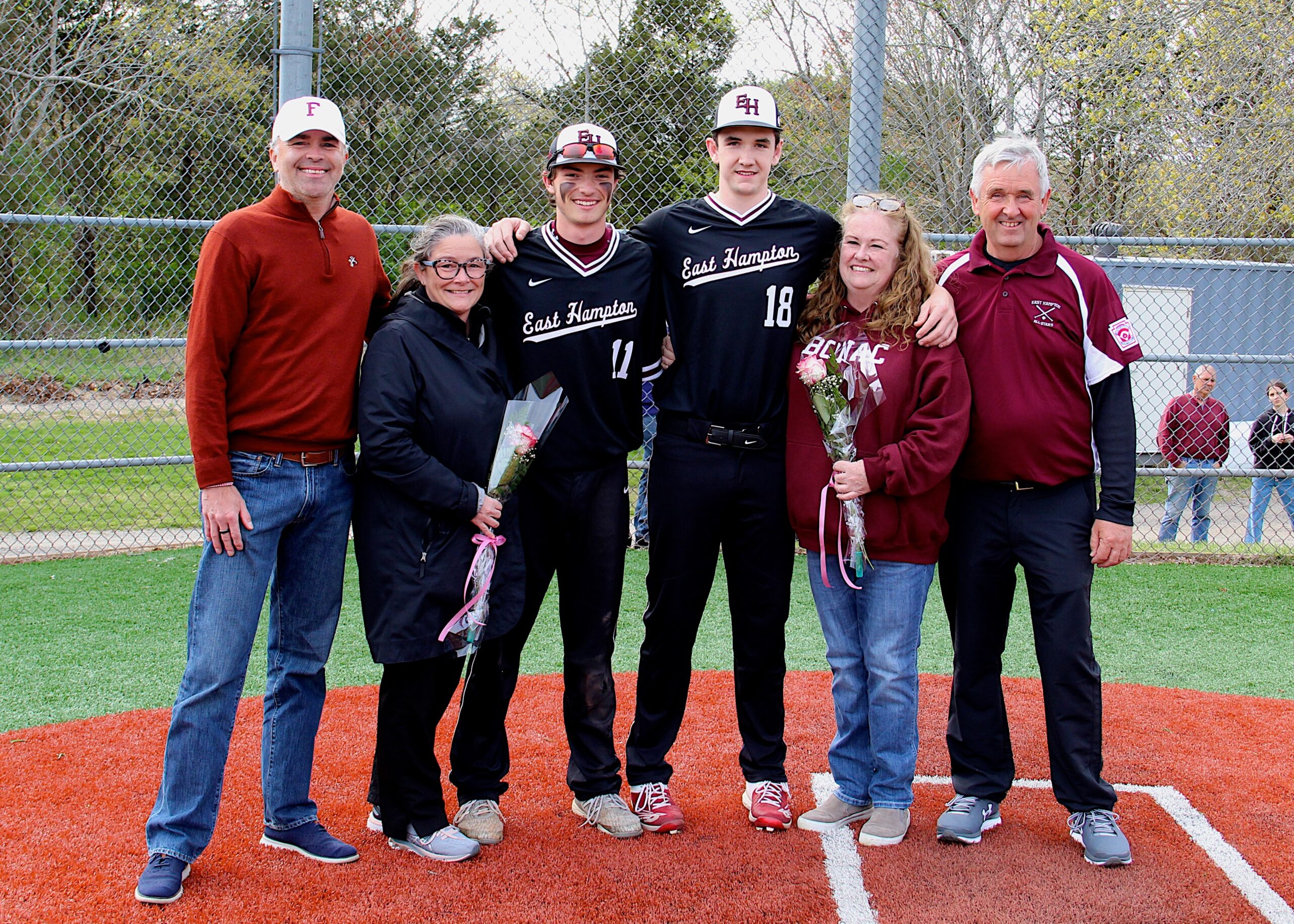 The East Hampton baseball team honored its two seniors, Colin Ruddy and Avery Siska, in their final home game on May 11.   KYRIL BROMLEY