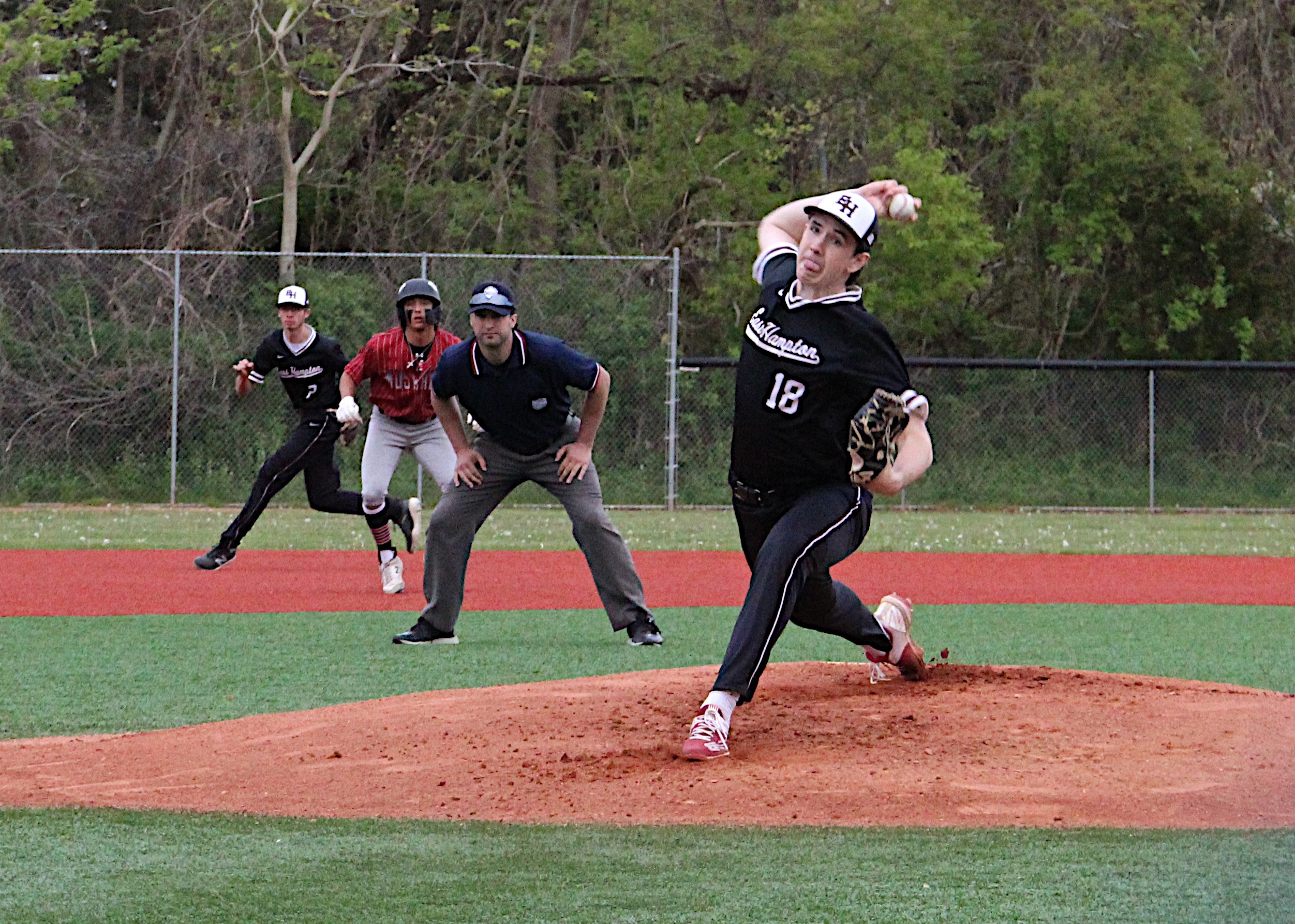 East Hampton senior Colin Ruddy started on the mound in his final home game on May 11.   KYRIL BROMLEY