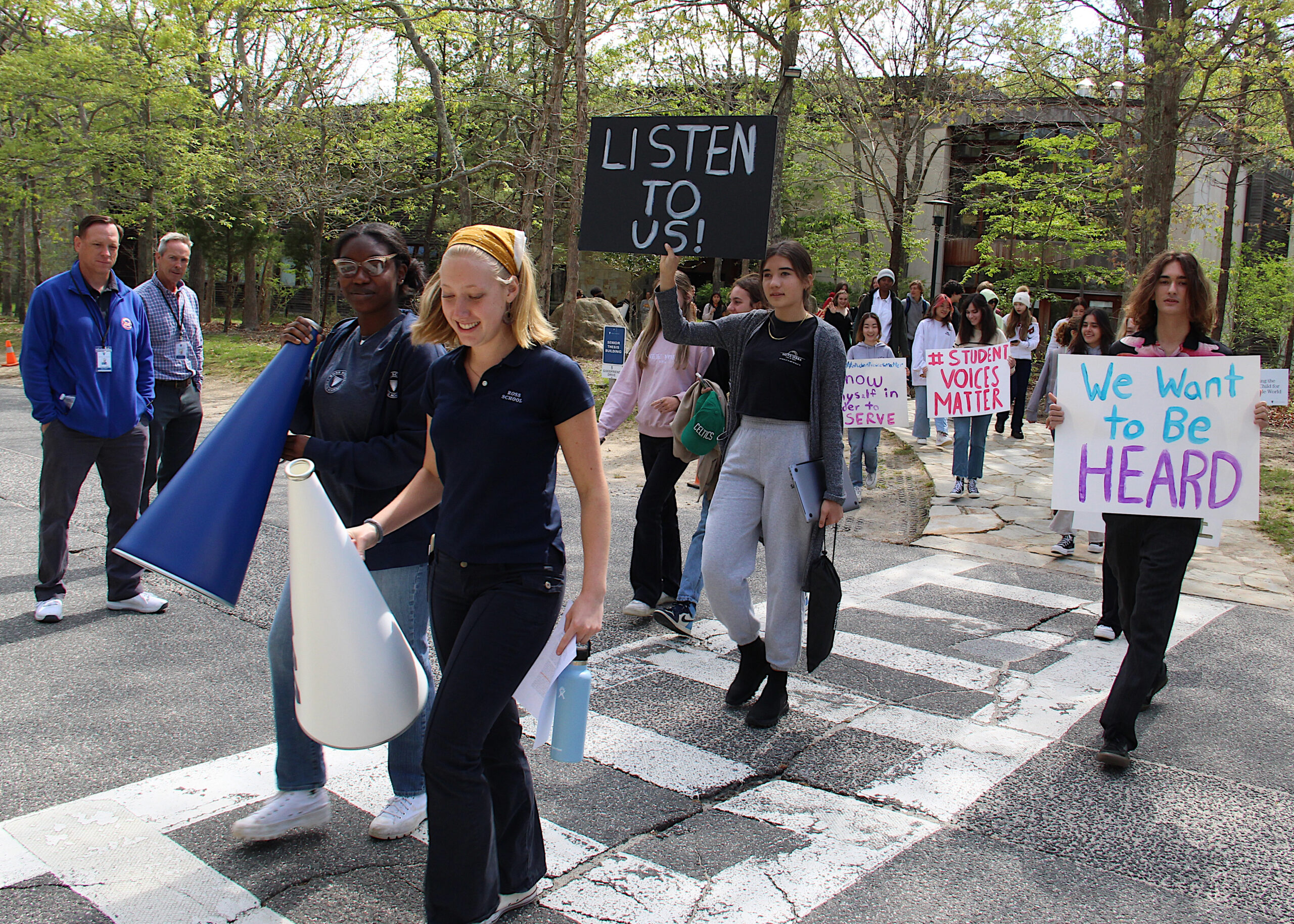 Ross School students staged a walk-out protest on Monday morning.  KYRIL BROMLEY