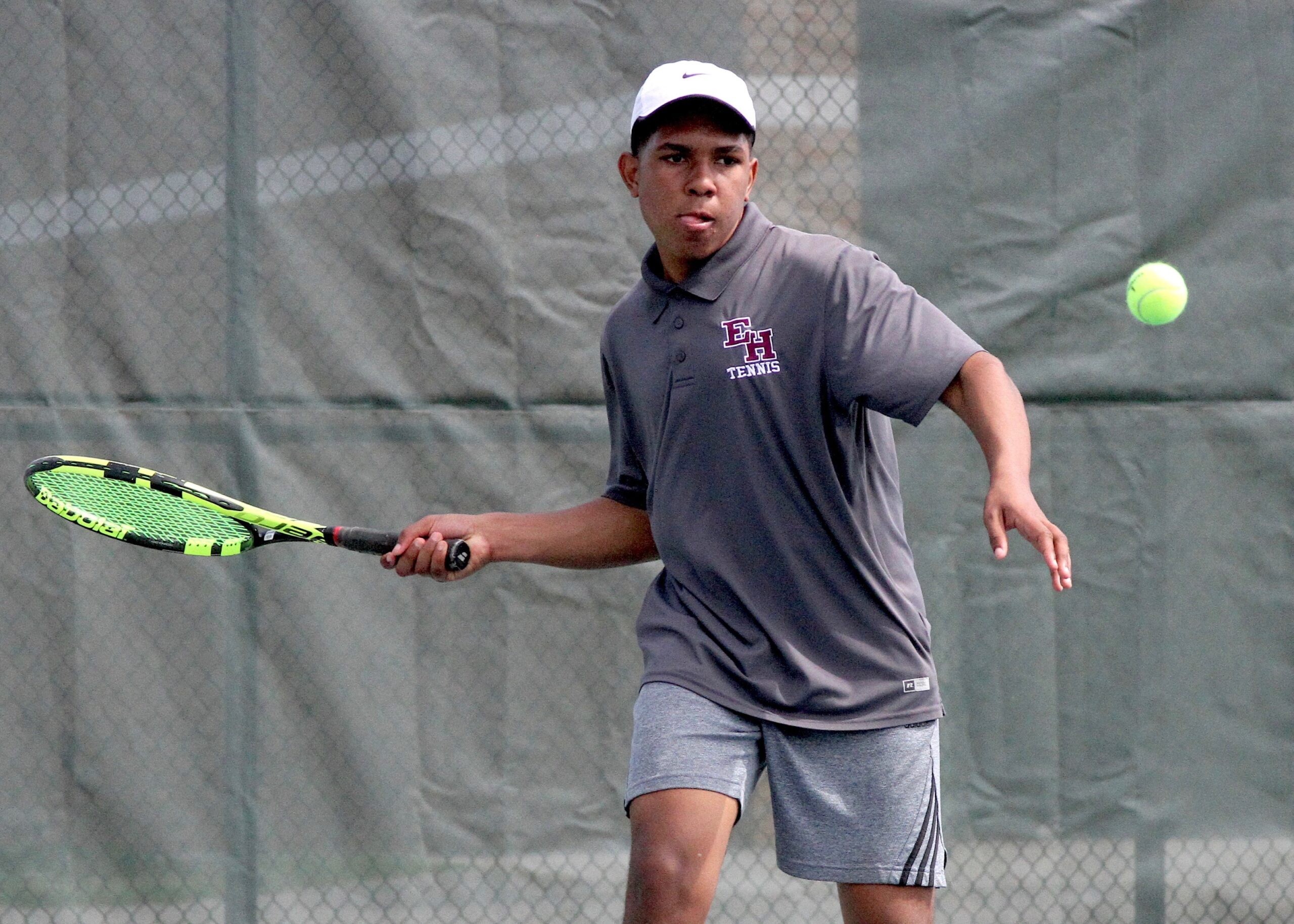 East Hampton sophomore Miguel Garcia, with classmate Cameron Mitchell, rallied back for third in the Division IV doubles tournament. DESIRÉE KEEGAN