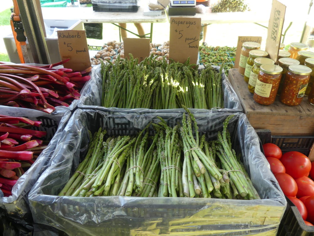 Asparagus seen recently at a farmers market. Asparagus doesn’t keep well and should be cooked and eaten within a few days of harvesting. 