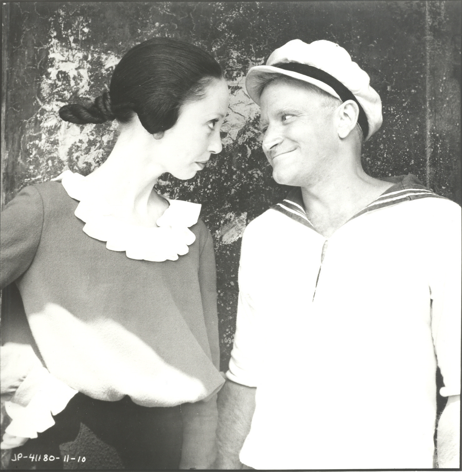 Shelley Duvall and Robin Williams on the set of Popeye.