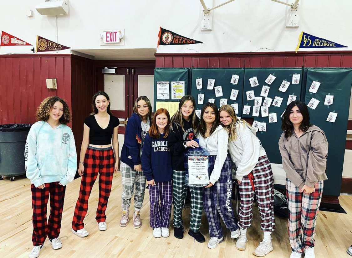 Westhampton Beach Middle School students recently raised $193 for the Anderson Center for Autism as part of a pajama day autism awareness fundraiser. The students collected donations during their lunch periods. The fundraiser was spearheaded by Westhampton Beach High School senior Abby Edwards, who has been coordinating local autism awareness pajama day fundraisers for the Anderson Center since 2017. This year alone, she raised $9,547 through various fundraisers. COURTESY WESTHAMPTON BEACH SCHOOL DISTRICT