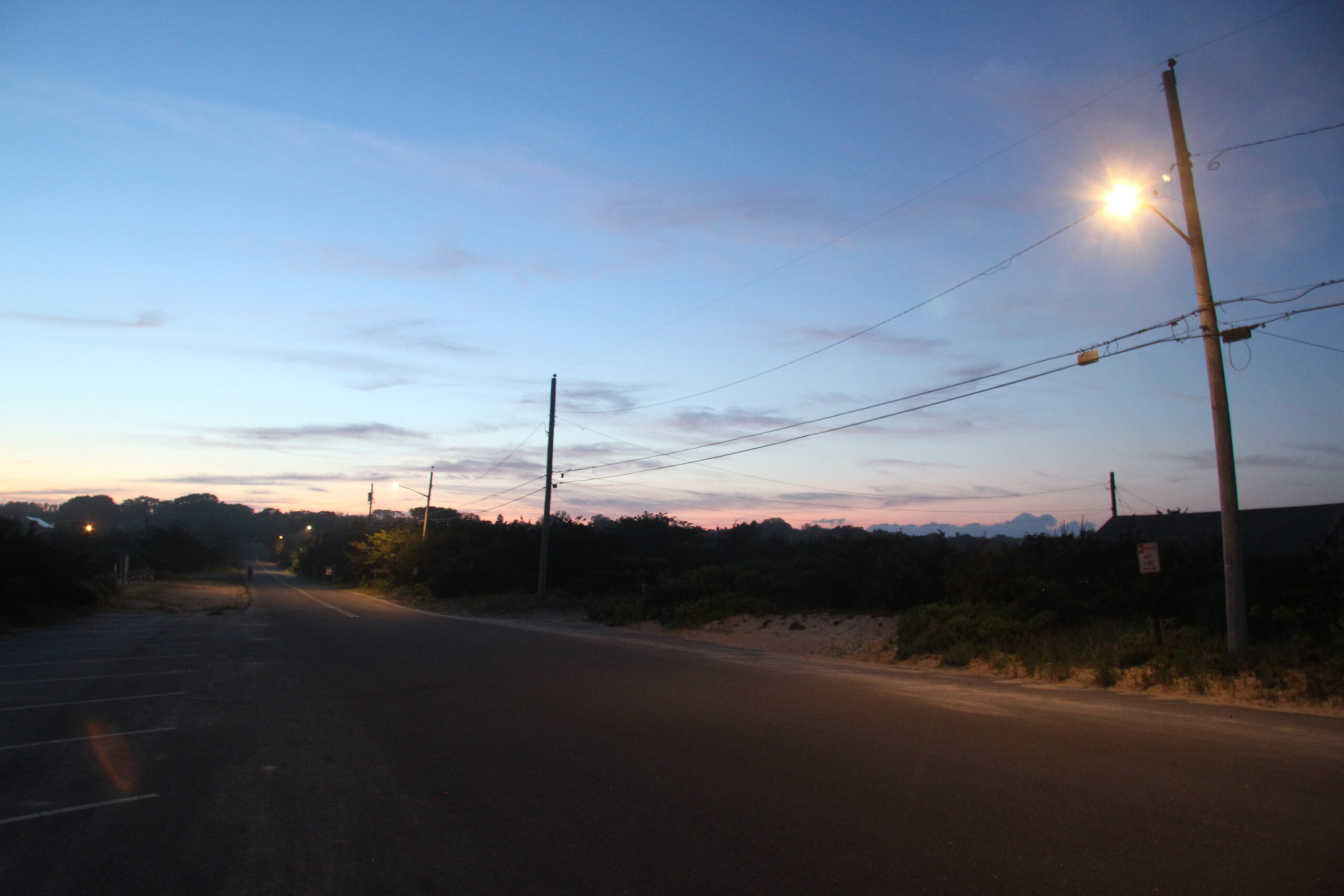 The last two street lights before you get to the beach parking lot at the end of Atlantic Avenue in Amagansett have been fitted with different LED bulbs and the town is asking residents to take a look at them after dark at some point this month and weigh in, through an online survey, about which 