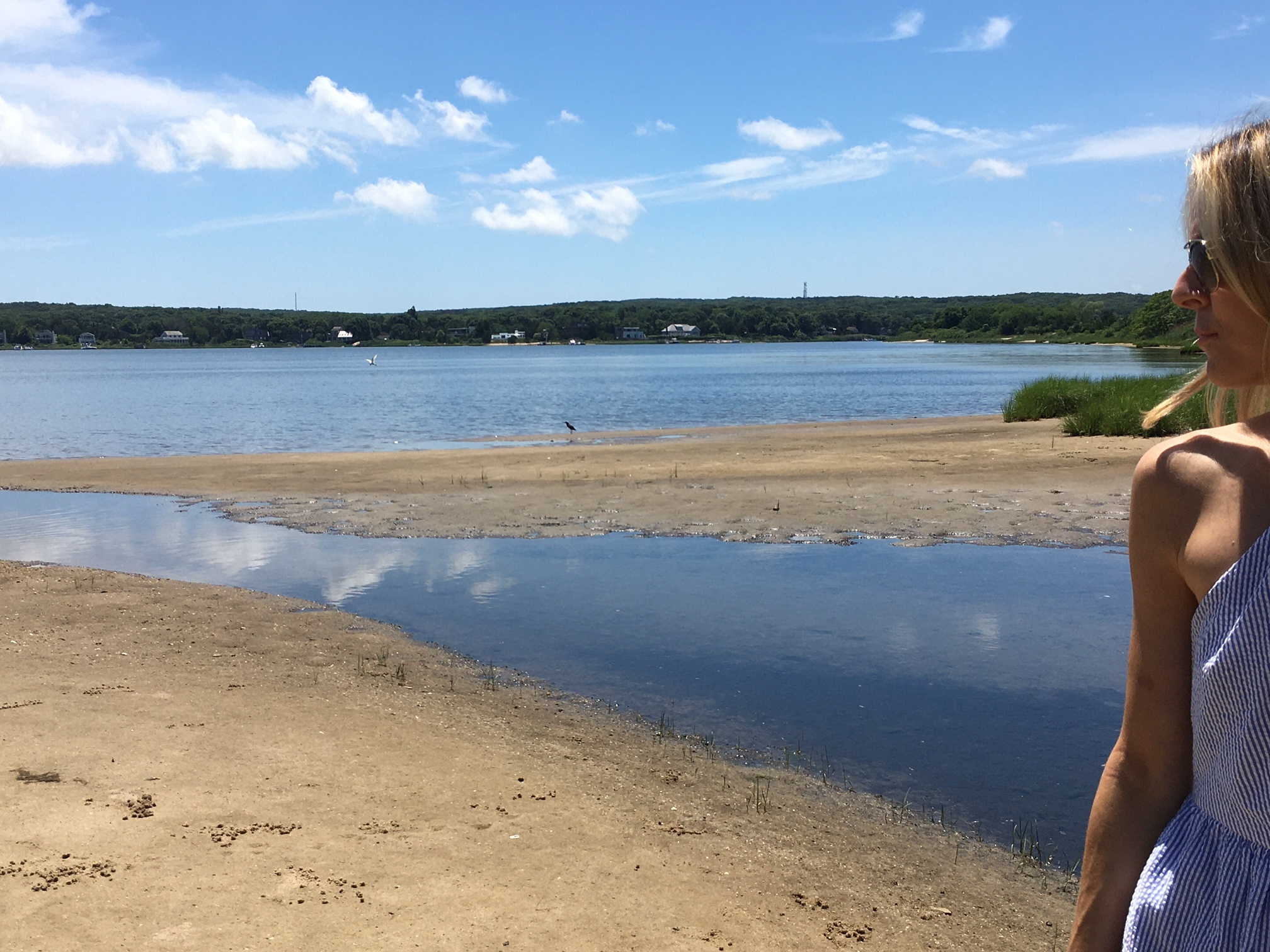 At low tide, you can walk across the canal off Cliff Drive in Sag Harbor, according to neighbor Tiffany Gavin.     KITTY MERRILL