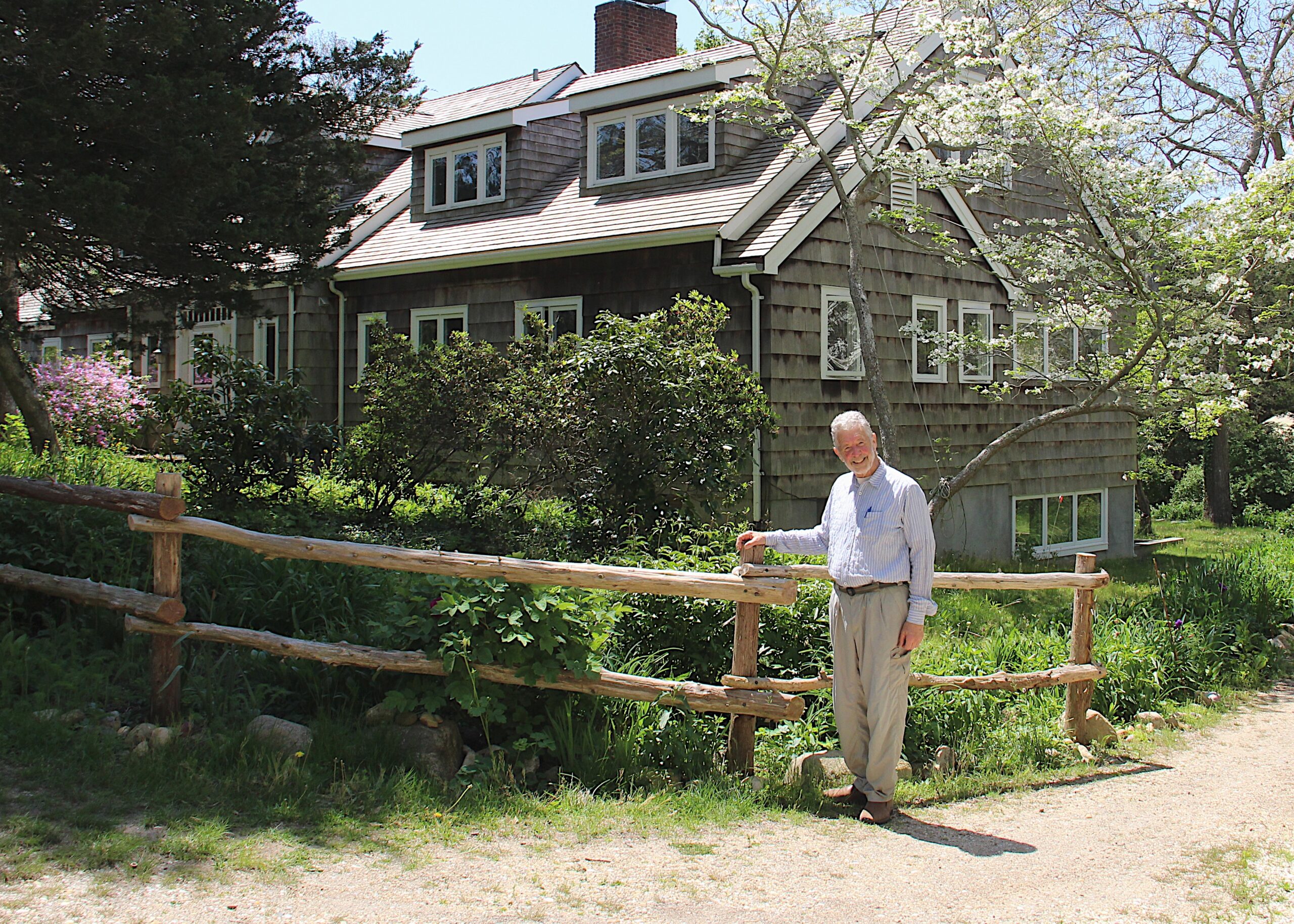 Rameshwar Das in front of his East Hampton home. KYRIL BROMLEY