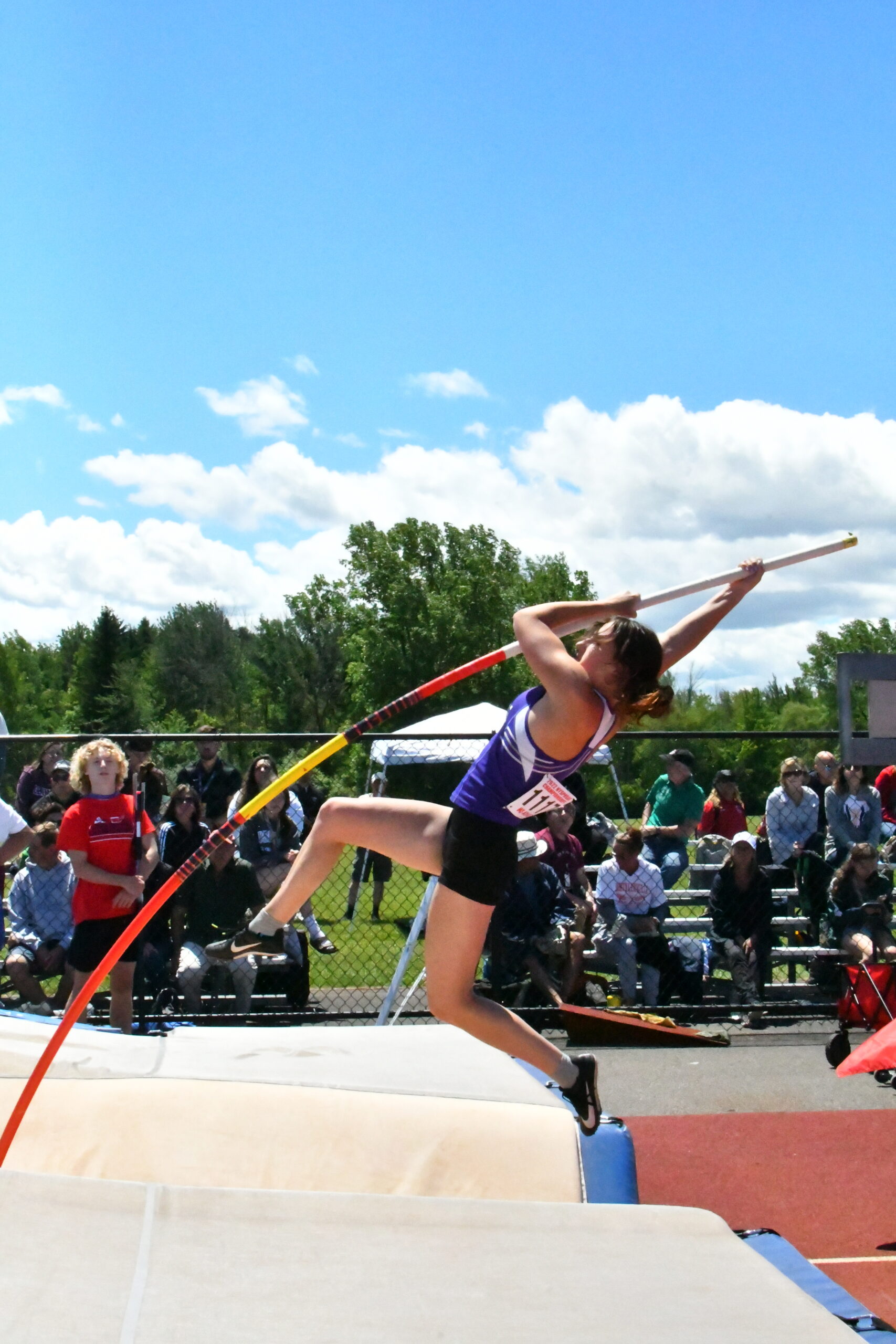 Maizie Poulakis of Hampton Bays made the podium and earned All-State honors in the pole vault. MICHELLE MALONE PHOTOS