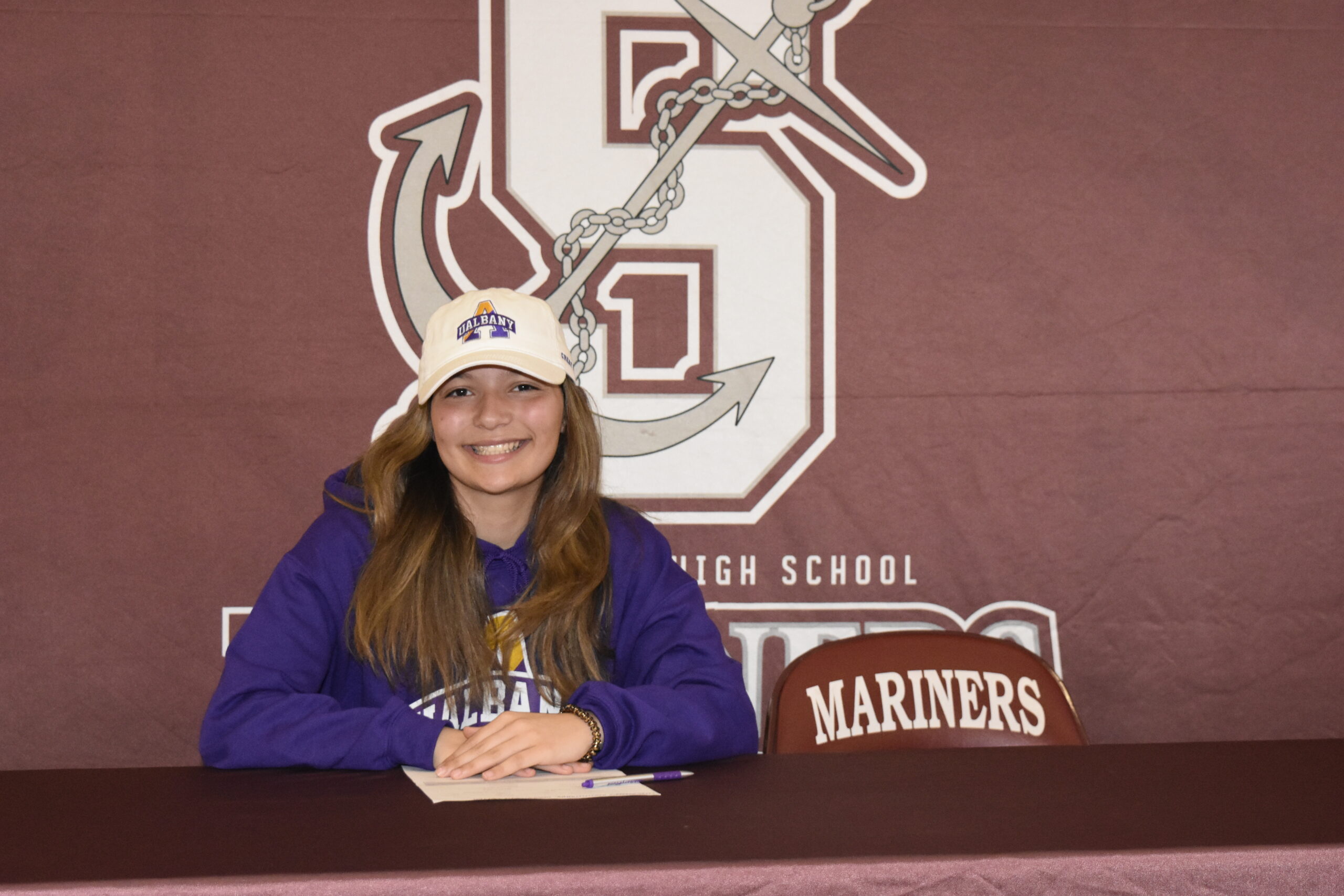 Gabriella Arnold of Southampton on the day she signed her letter of intent for the University of Albany. DREW BUDD