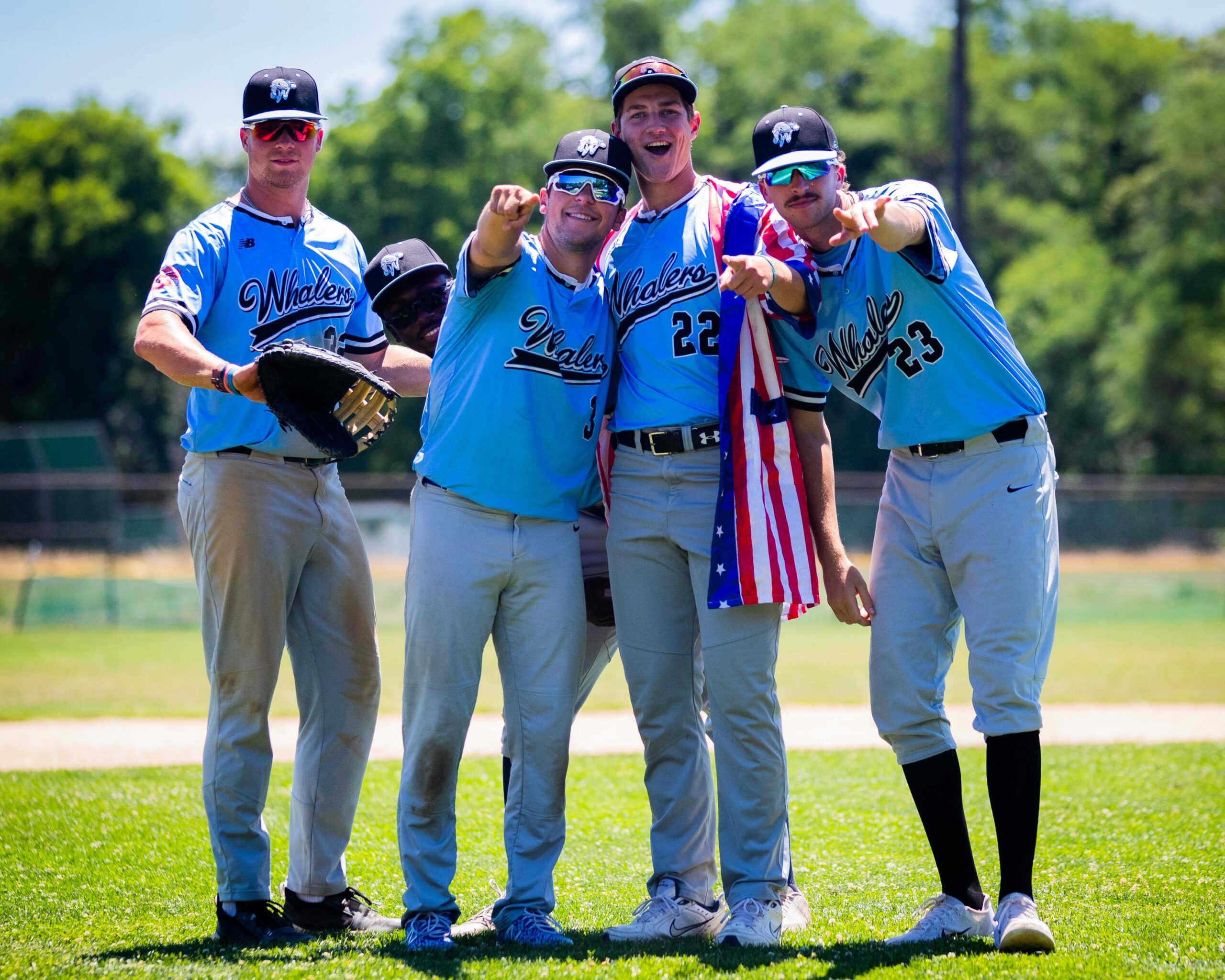 The Whalers celebrating the Fourth of July after their 5-2 victory over the Shelter Island Bucks on Monday.    DEMETRIUS KAZANAS