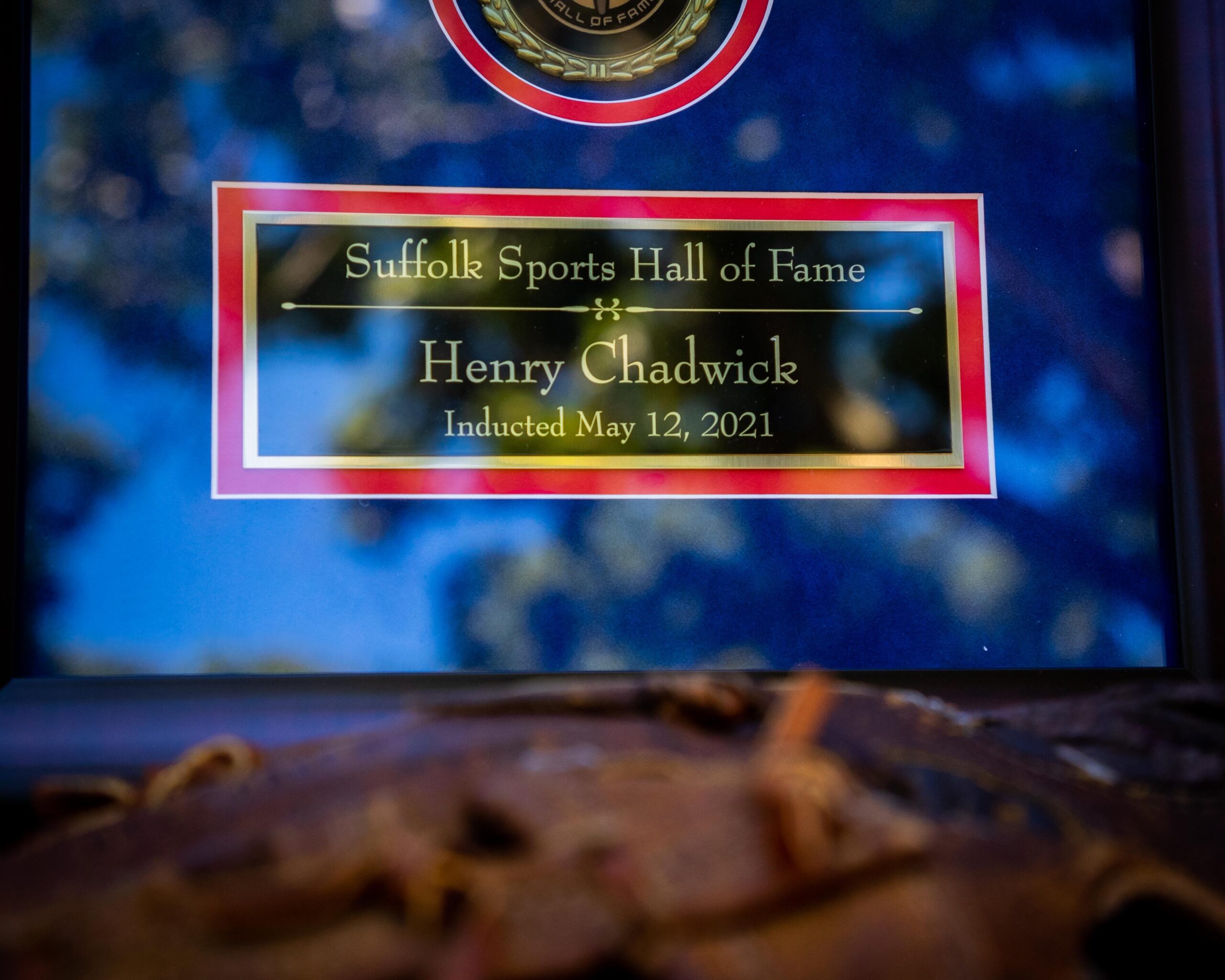 Henry Chadwick's medal from when he was inducted into the Suffolk Sports Hall of Fame.   DEMETRIUS KAZANAS