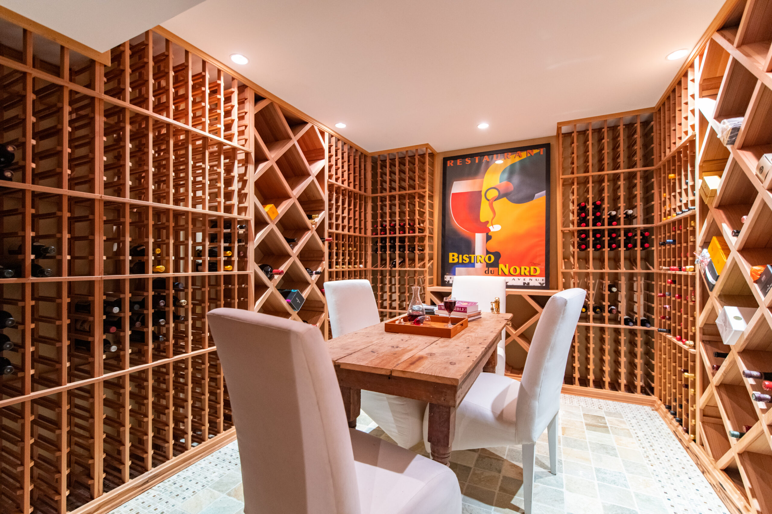 The wine tasting room at 25 Shaw Road is outfitted with a special air filtration system for enjoying cigars.  COURTESY THE CORCORAN GROUP
