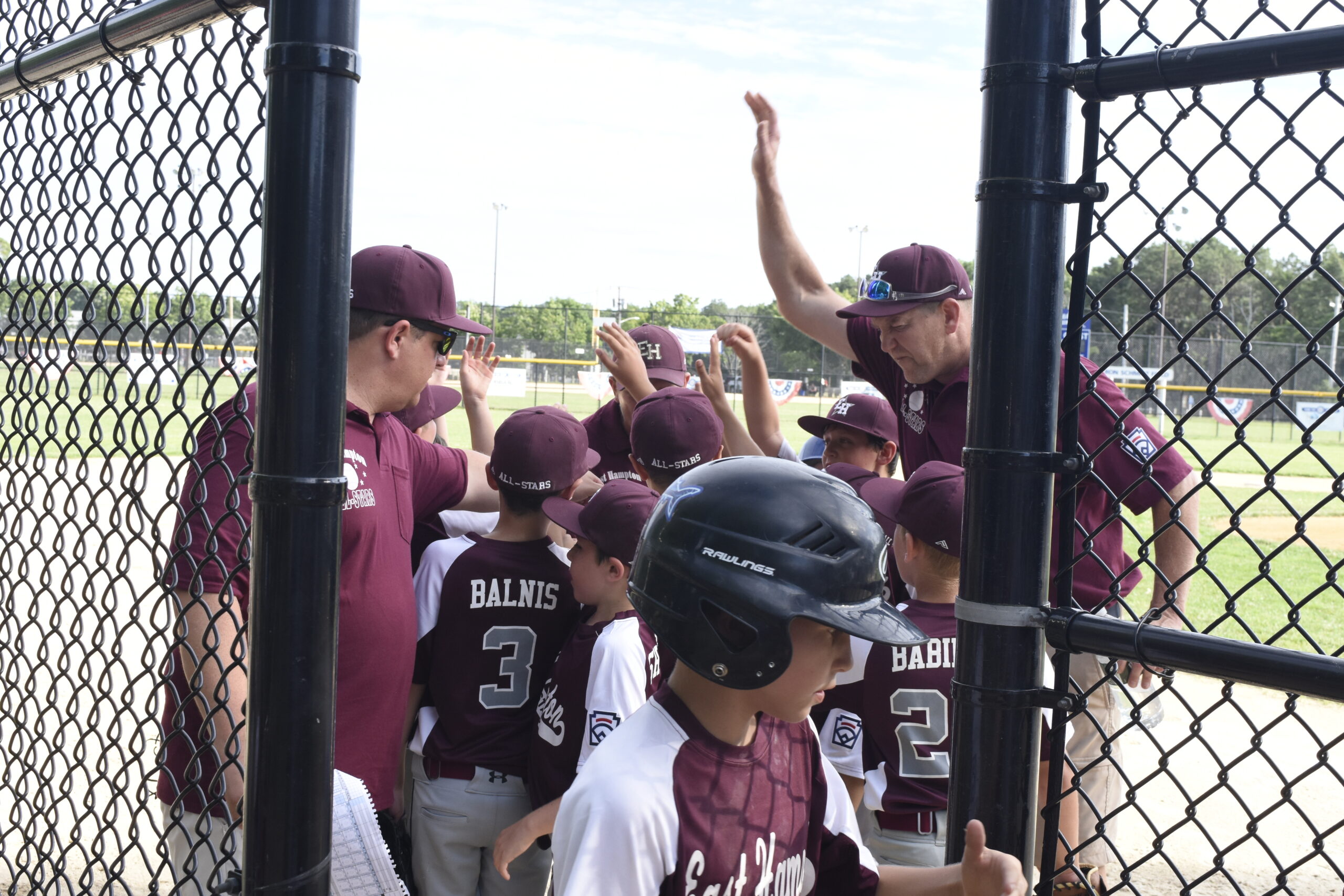 The East Hampton All-Stars are pumped up after taking a five-run lead to start last week's game.   DREW BUDD