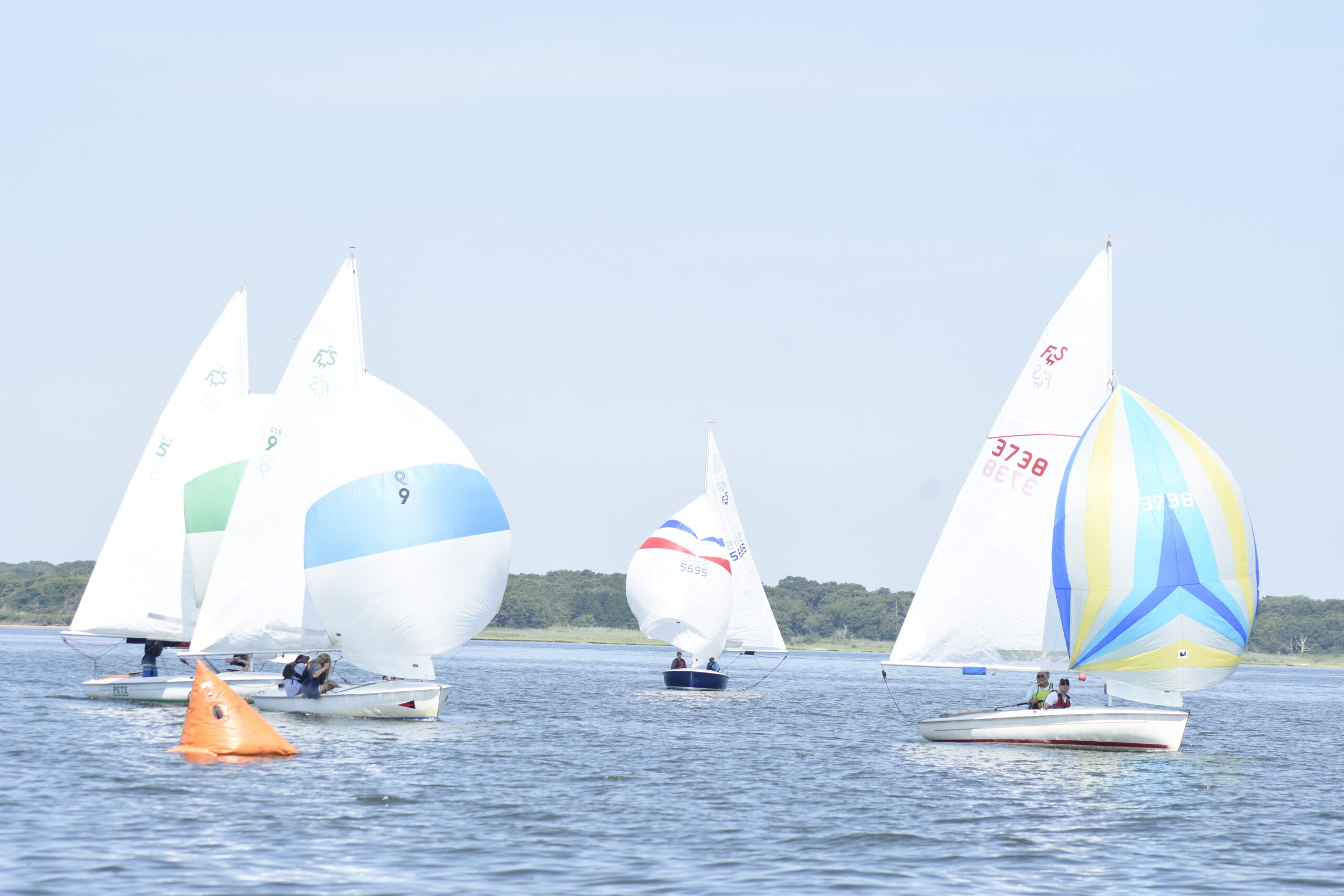 Westhampton Yacht Squadron hosted races for the Flying scots at the start of the first race on Saturday morning.    DREW BUDD