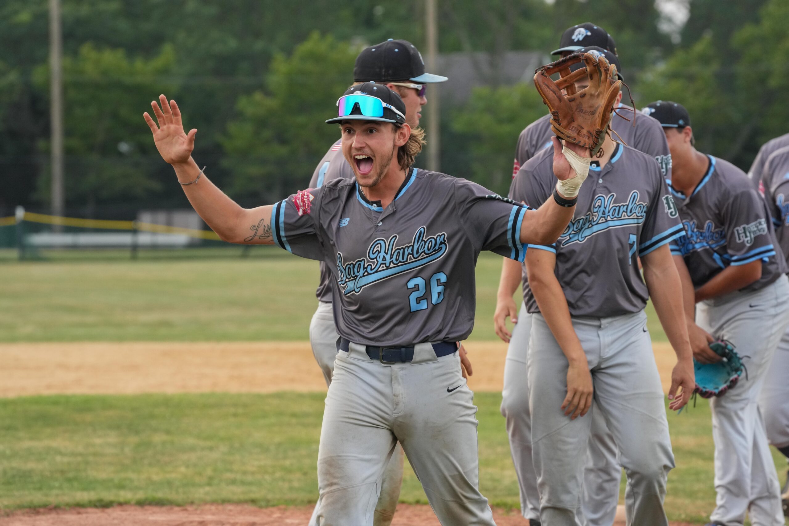 D.J. Perron Jr. (UMass-Dartmouth) and the Whalers are excited to be heading to the HCBL Championship Series.  RON ESPOSITO