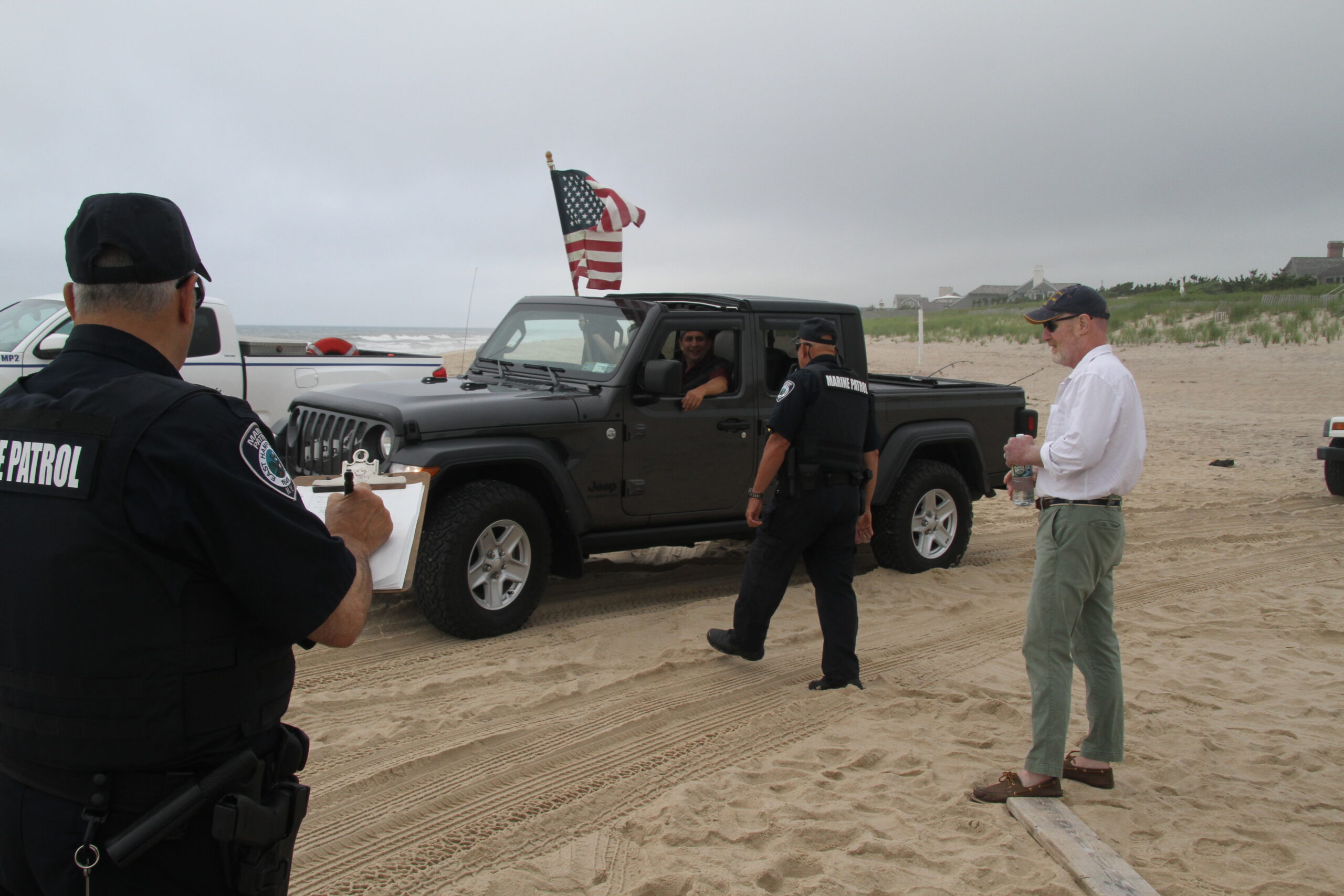 In June 2021, fishermen and 4x4 owners staged a willful violation of the court orders to keep 4x4 vehicles off the beach in Amagansett. Town Marine Patrol officers logged the violators' license plate numbers but did not block the vehicles from entering the beach.