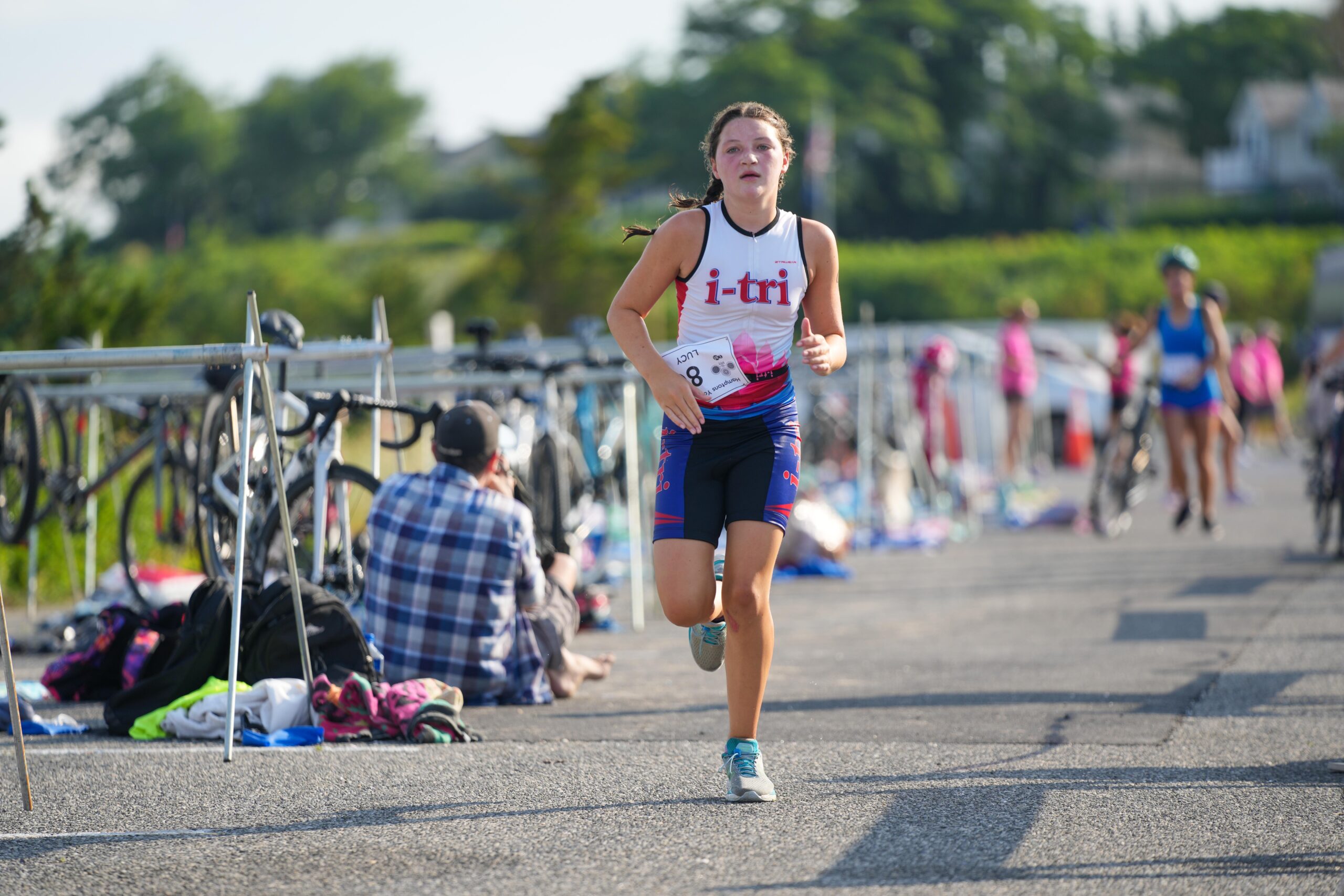 Lucy Knight of East Hampton competing in the Hamptons Youth Triathlon.   RON ESPOSITO