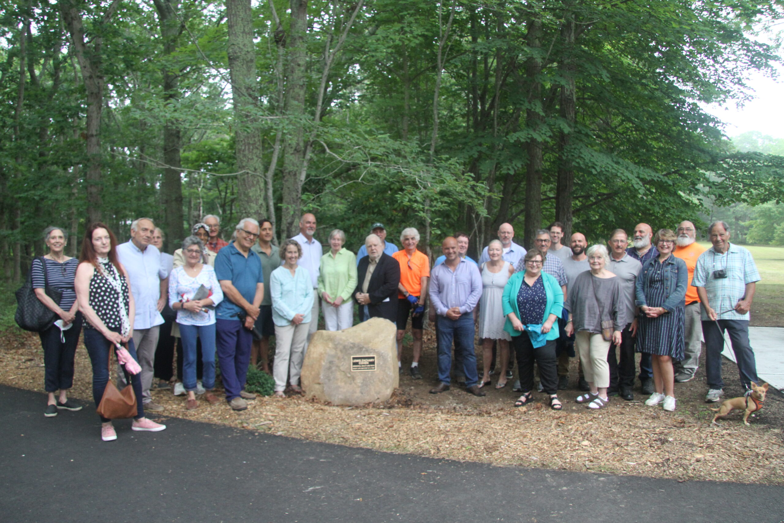 Town officials, members of the East Hampton Nature Preserve Committee and residents of Springs gathered in Buckskill on Monday morning to dedicate a new multi-use, handicapped accessible nature trail at the Buckskill Meadows Nature Preserve in honor of Zach Cohen, the longtime chairman of the Nature Preserve Committee who had long advocated for a handicapped accessible trail system.