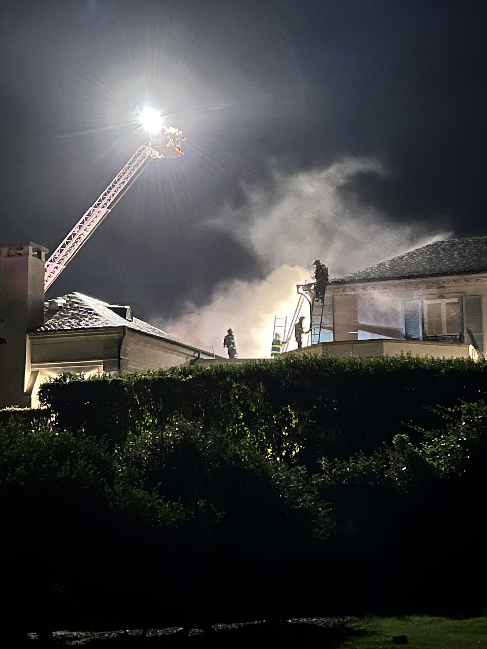 A Lily Pond Lane mansion caught fire on Tuesday evening.