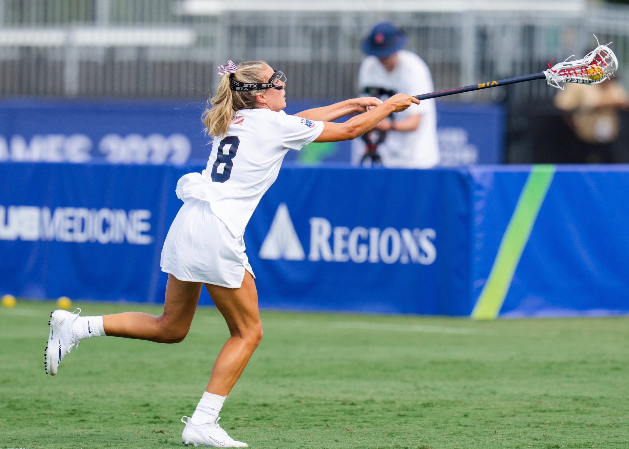 Westhampton Beach alumna Belle Smith catches the ball for Team USA. USA Lacrosse
