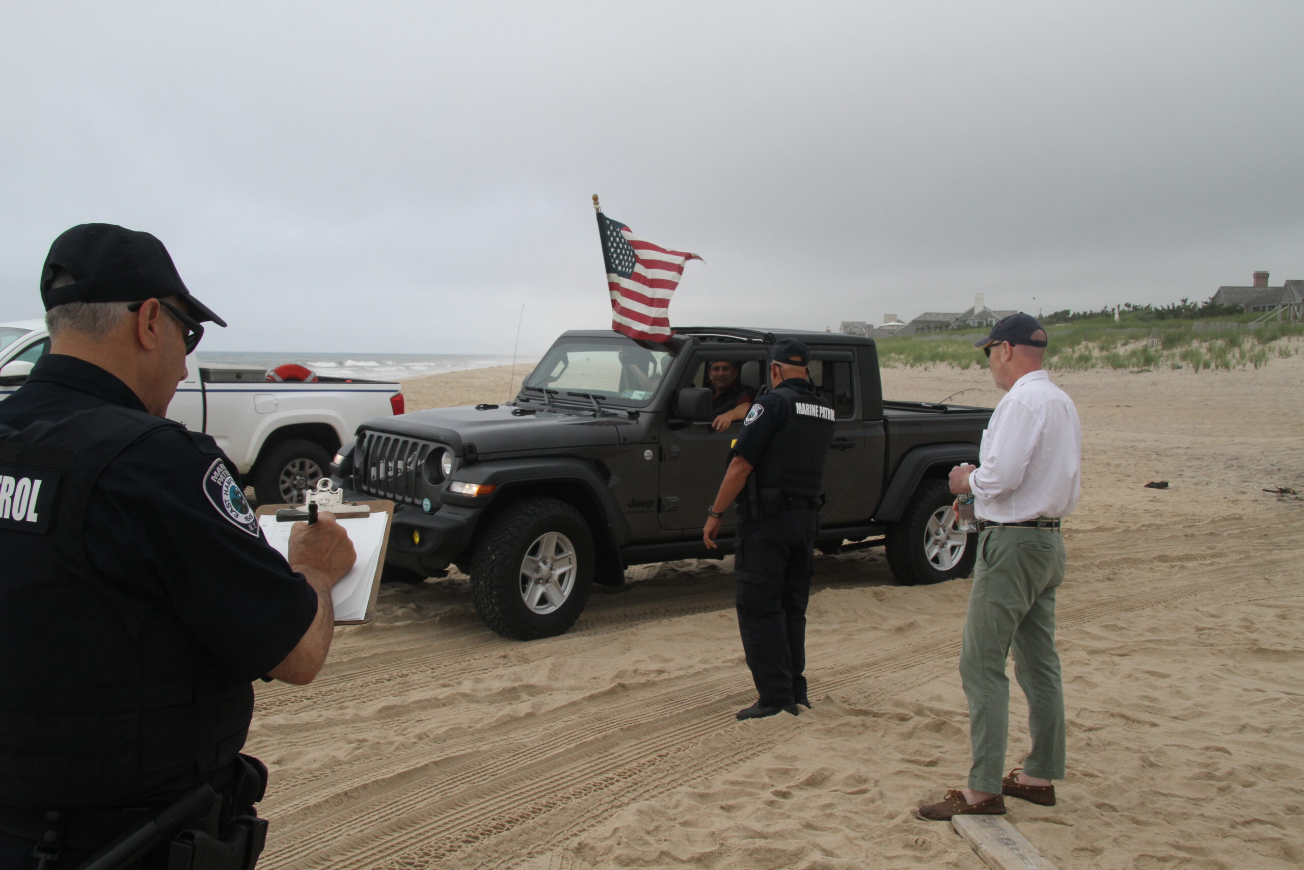 In June 2021, fishermen and 4x4 owners staged a willful violation of the court orders to keep 4x4 vehicles off the beach in Amagansett. Town Marine Patrol officers logged the violators' license plate numbers but did not block the vehicles from entering the beach.