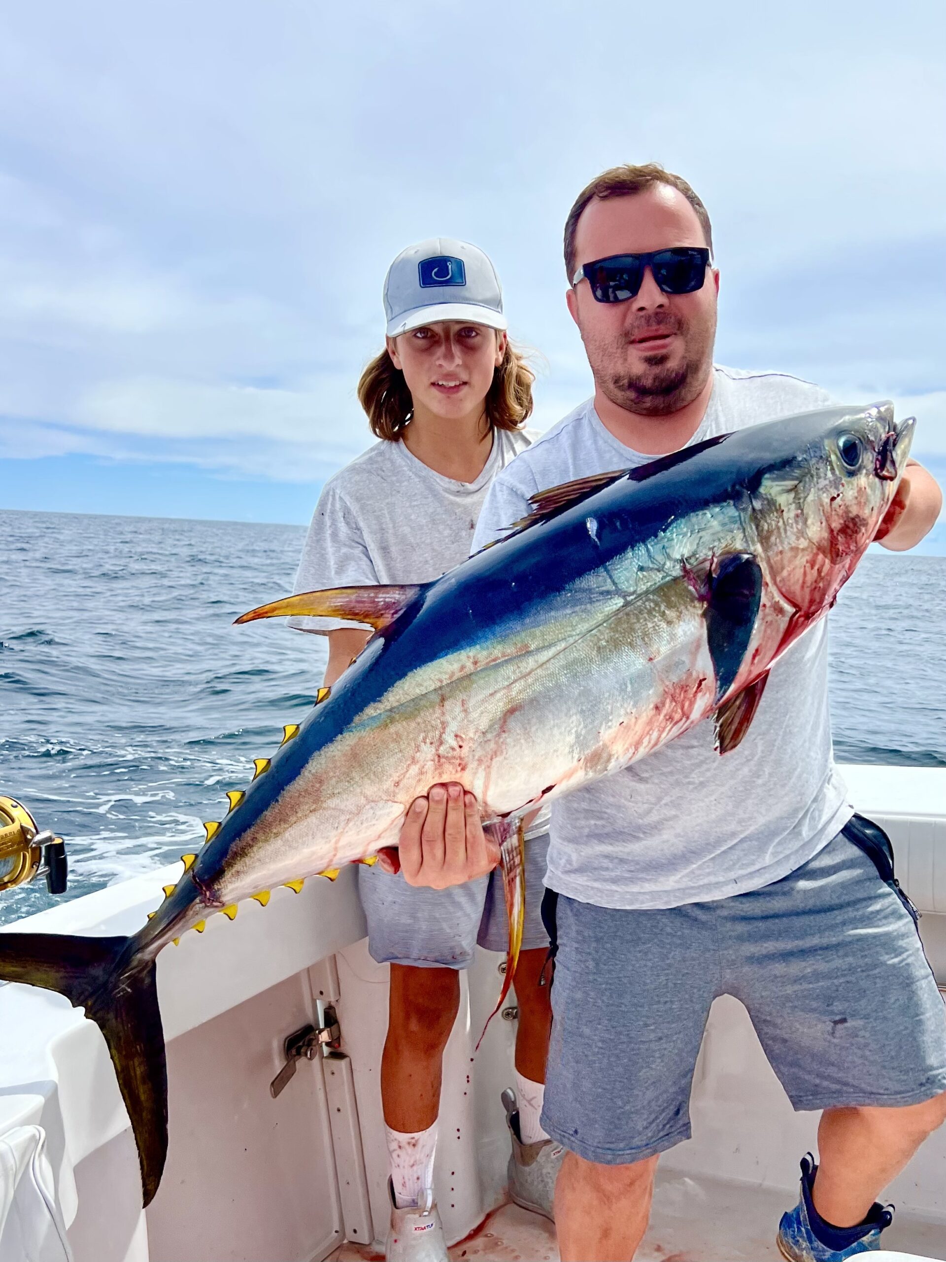 Marek Janota and Dayton McLear with a nice yellowfin caught on the inshore grounds off Montauk last week.