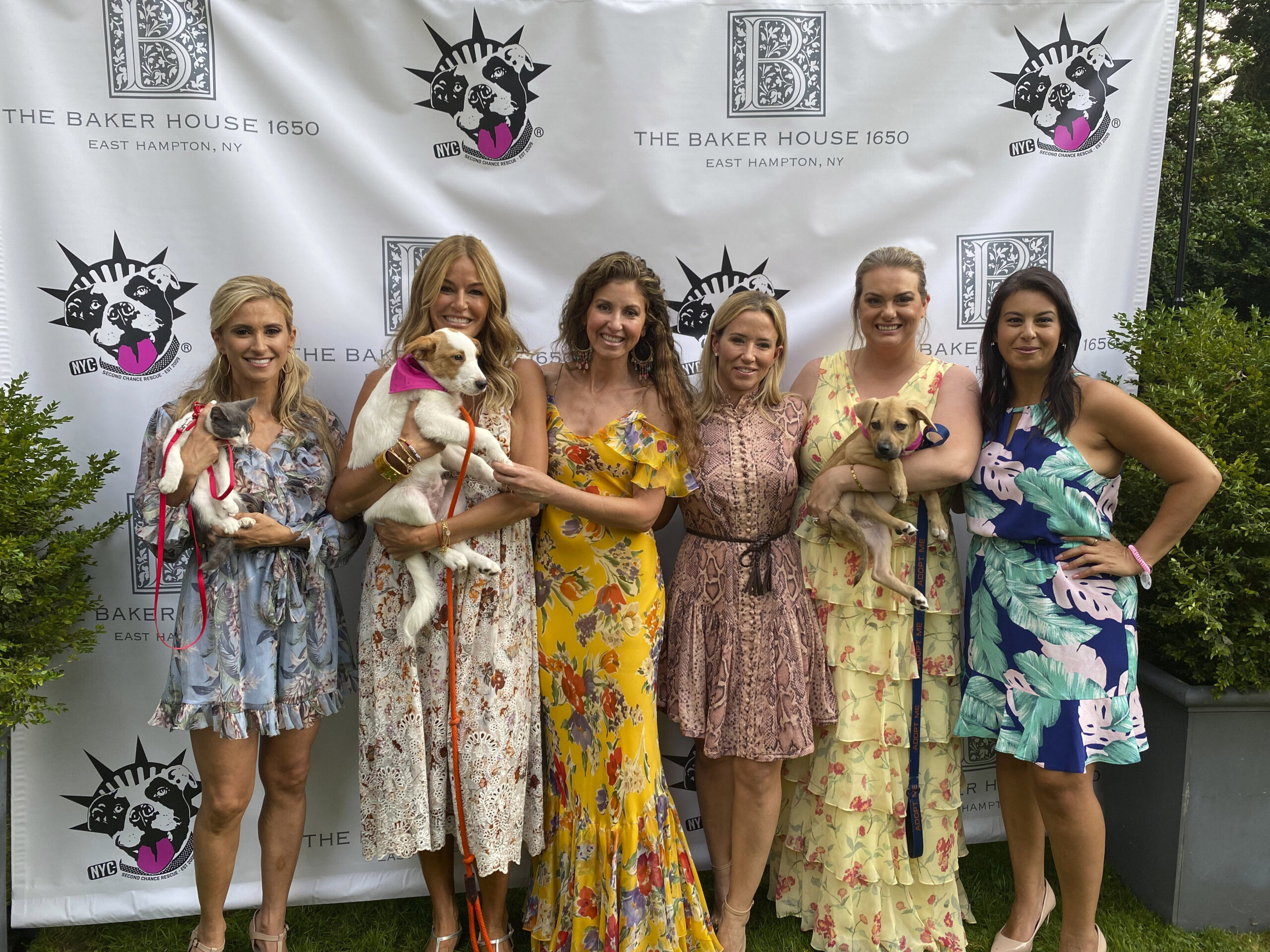 Lisa Blanco, Kelly Bensimon, Dylan Lauren, Jennifer Brooks, Kate McEntee and Bessy Gatto
at NYC Second Chance Rescue cocktail party in East Hampton.  GREG D'ELIA