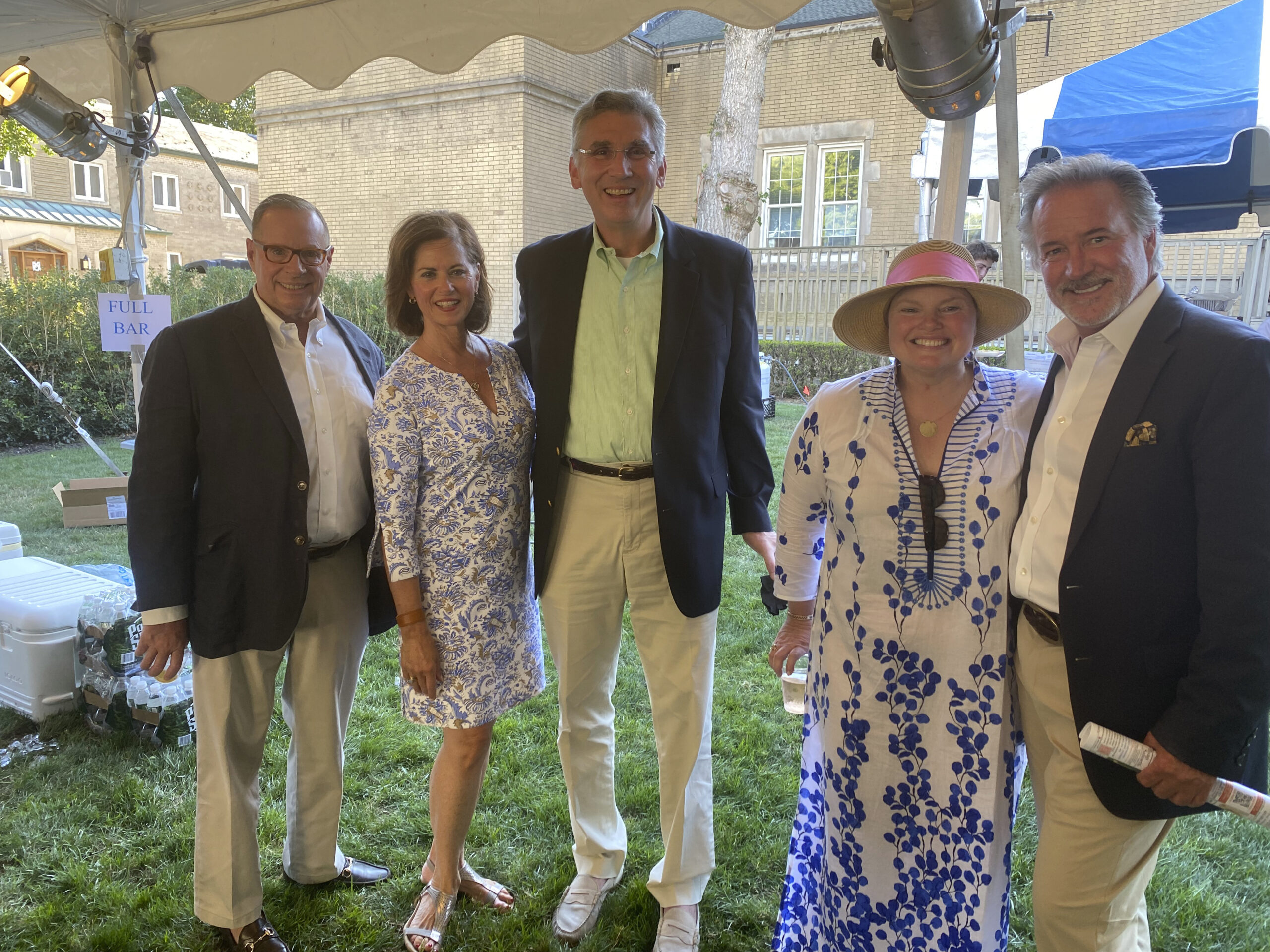 Larry Horton, Gina Arresta, Joe Markovich, Deirdre McDonald and Kevin Maple at the Tent Party for Sacred Heart.  GREG D'ELIA