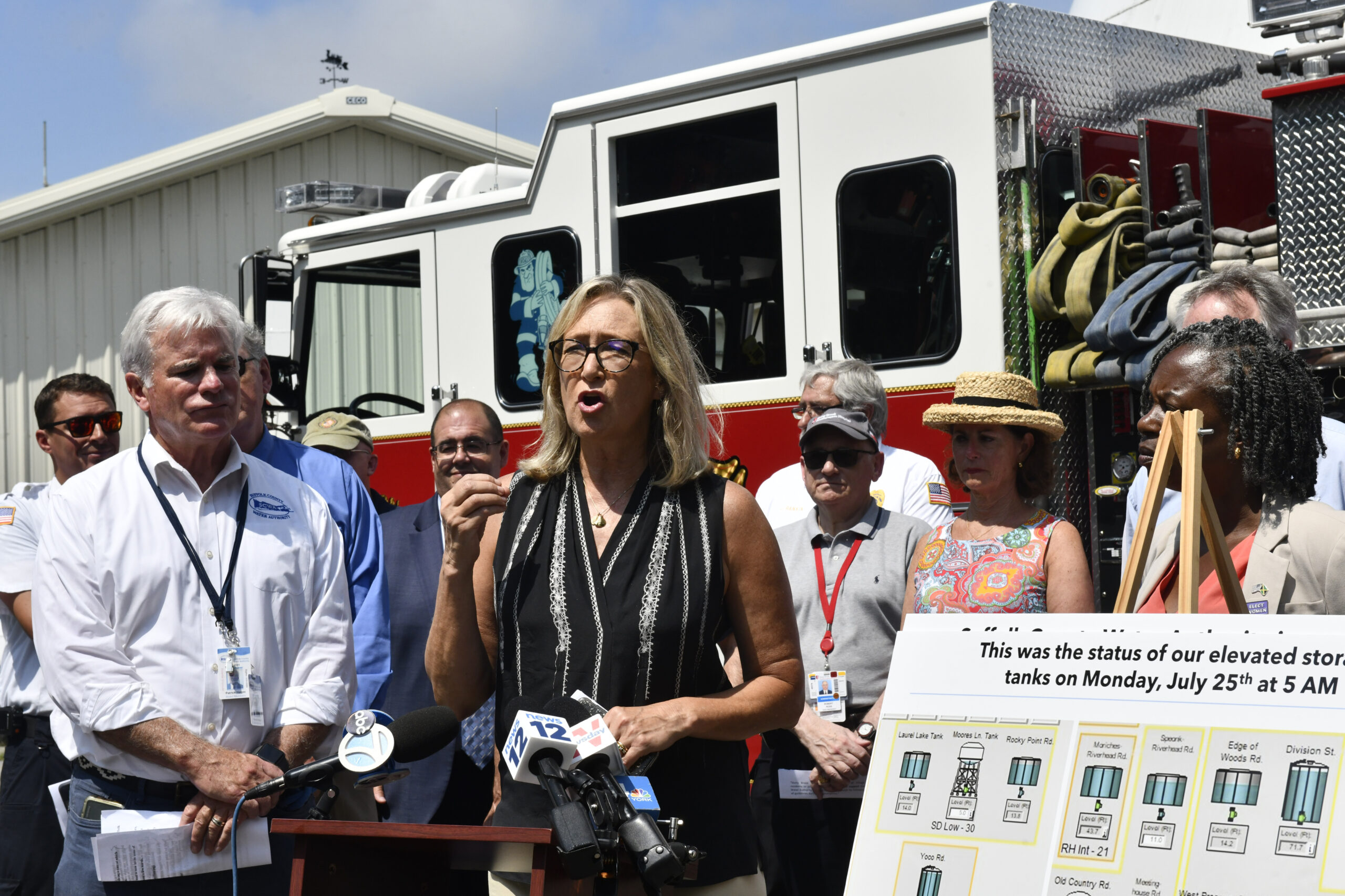 Suffolk County Legislator Bridget Fleming urges residents to conserve water.  DANA SHAW